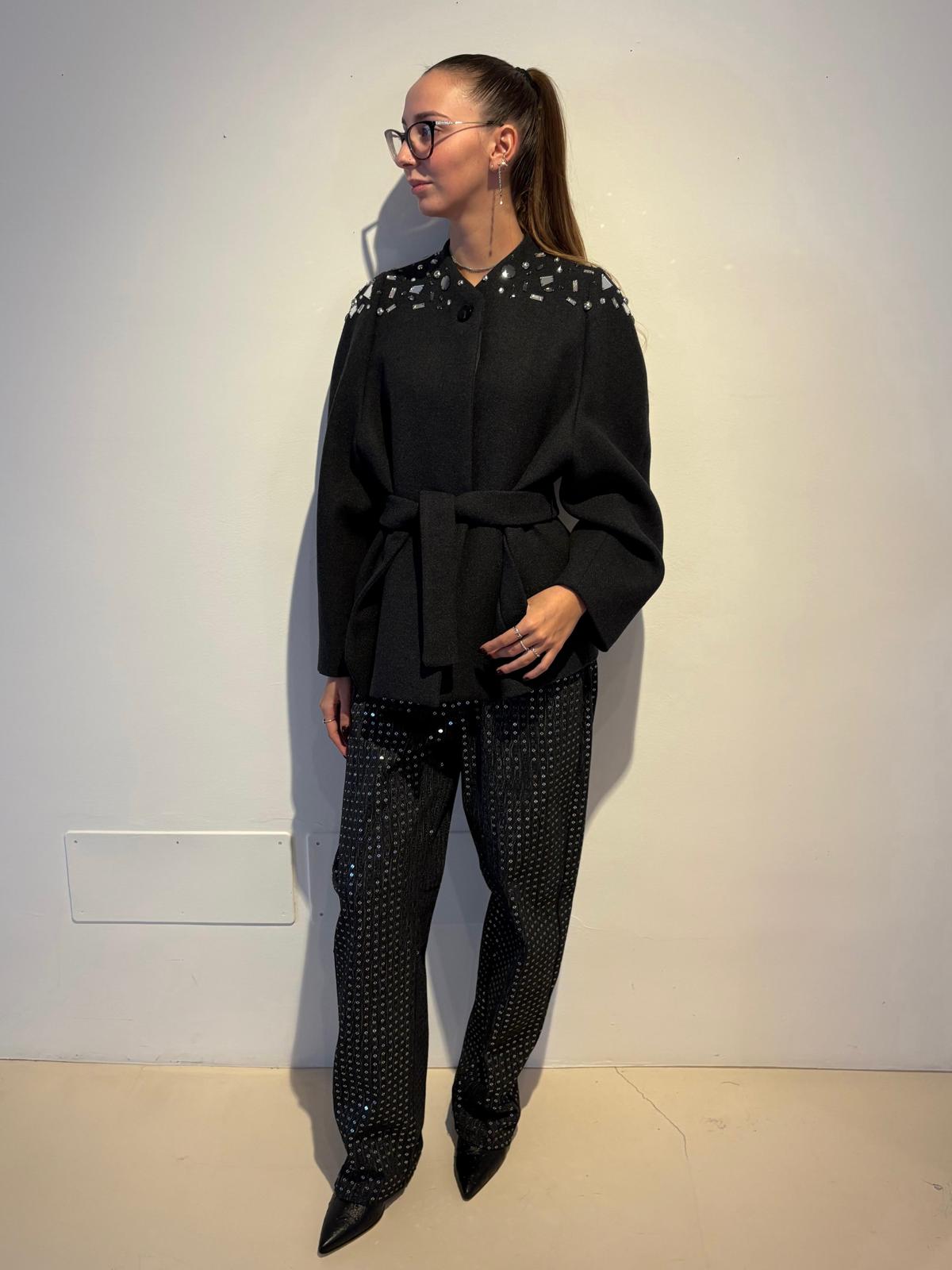Cappotto Corto con Cristalli Ricamati - Rame