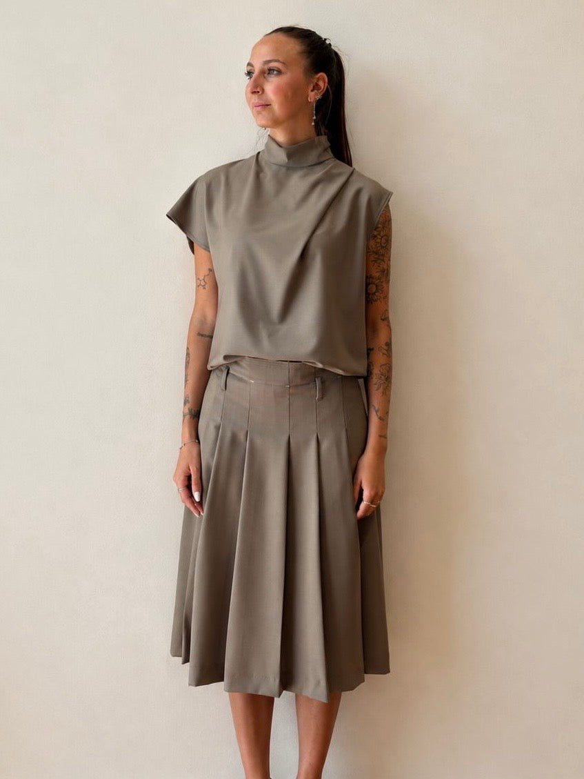 Maglia Asimmetrica Beige - Tela