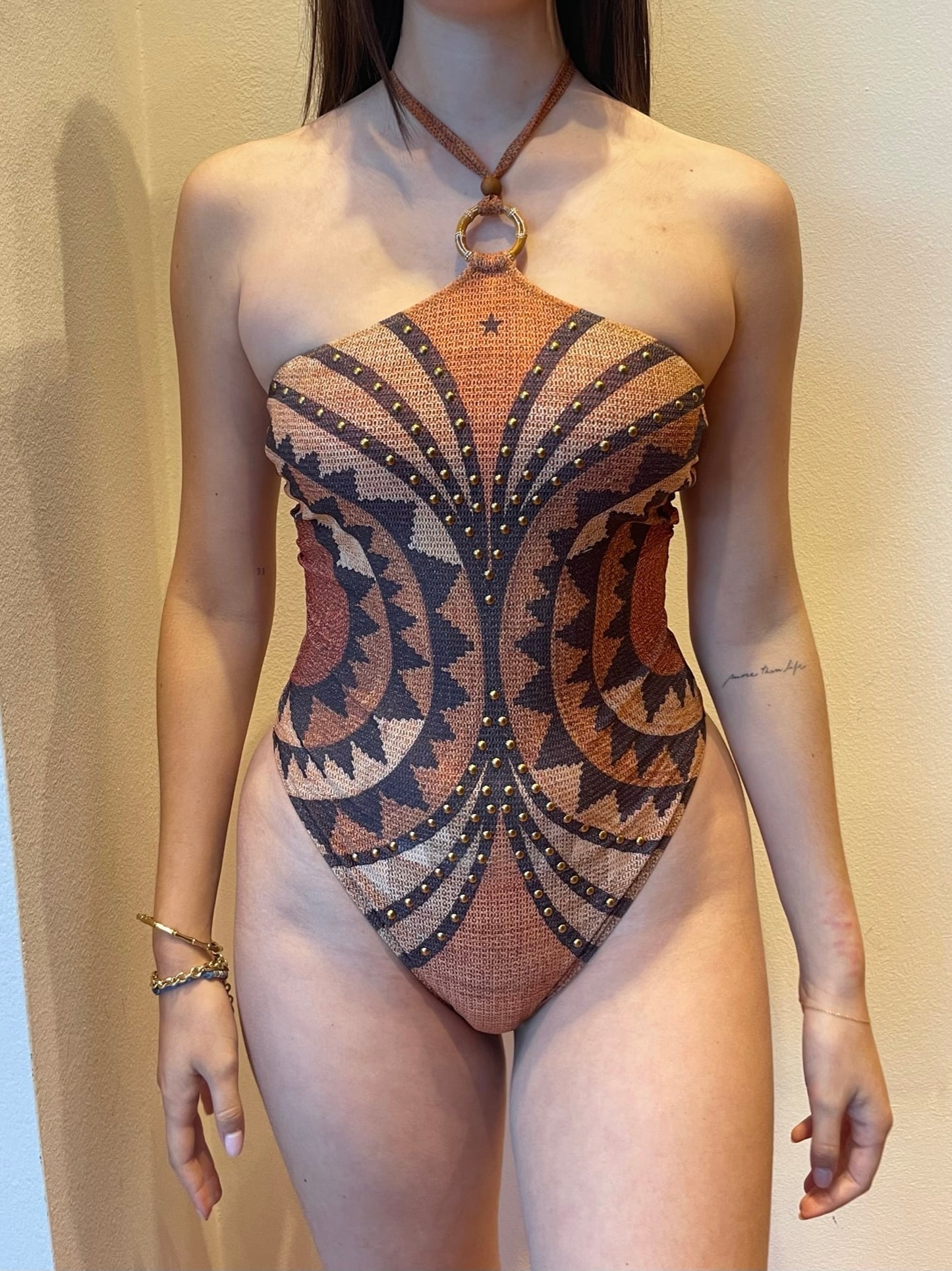 Costume Intero con Stampa Intreccio - Pin-up Stars