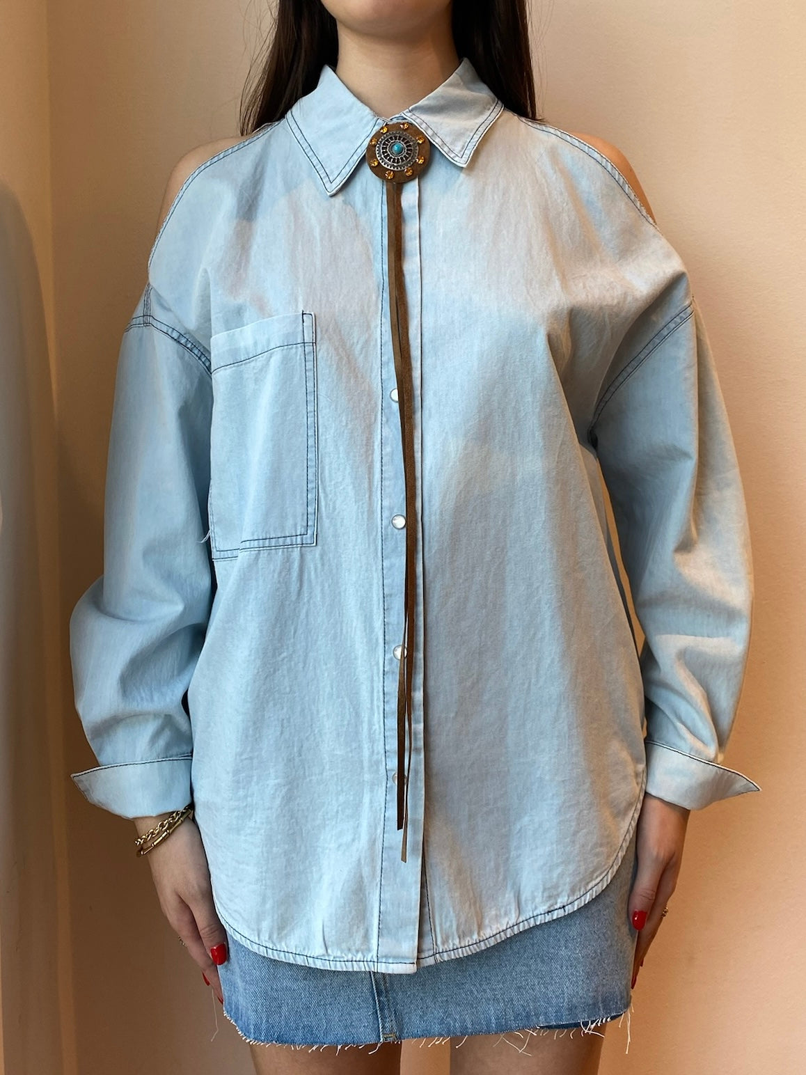 Camicia in Denim con Cut Out - Motel