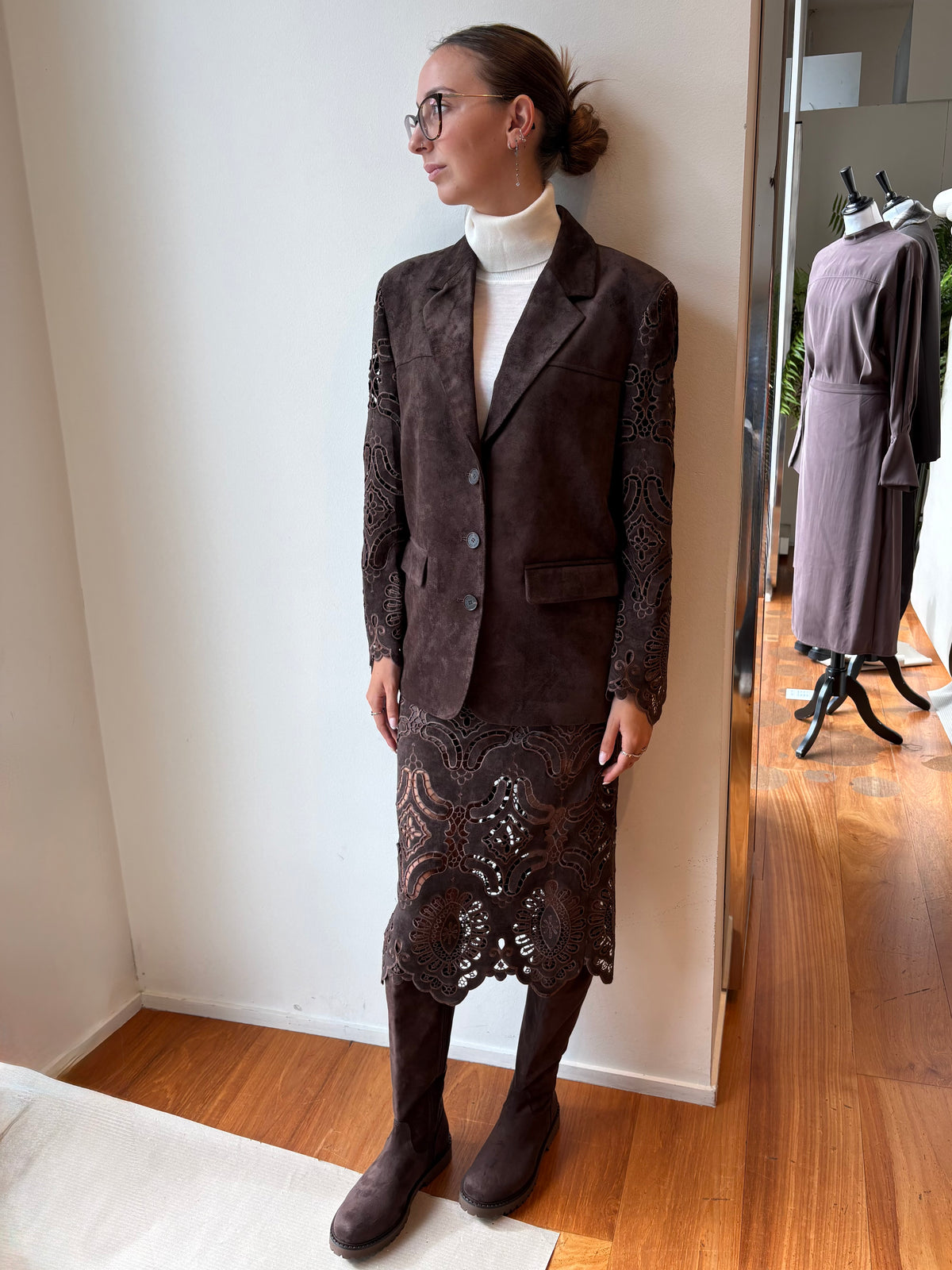 Blazer Scamosciato con Ricami - Isabelle Blanche