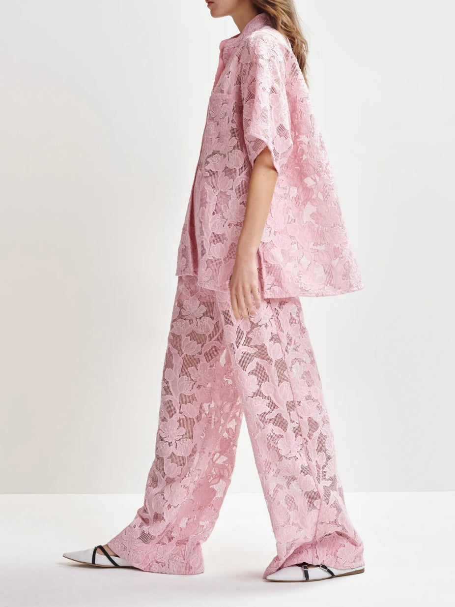Camicia Rosa con Ricami - Essentiel Antwerp