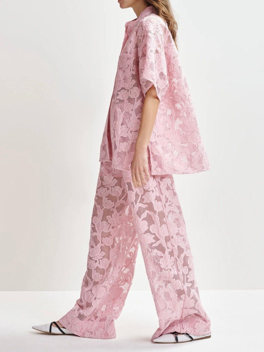 Pantaloni Rosa con Ricami - Essentiel Antwerp
