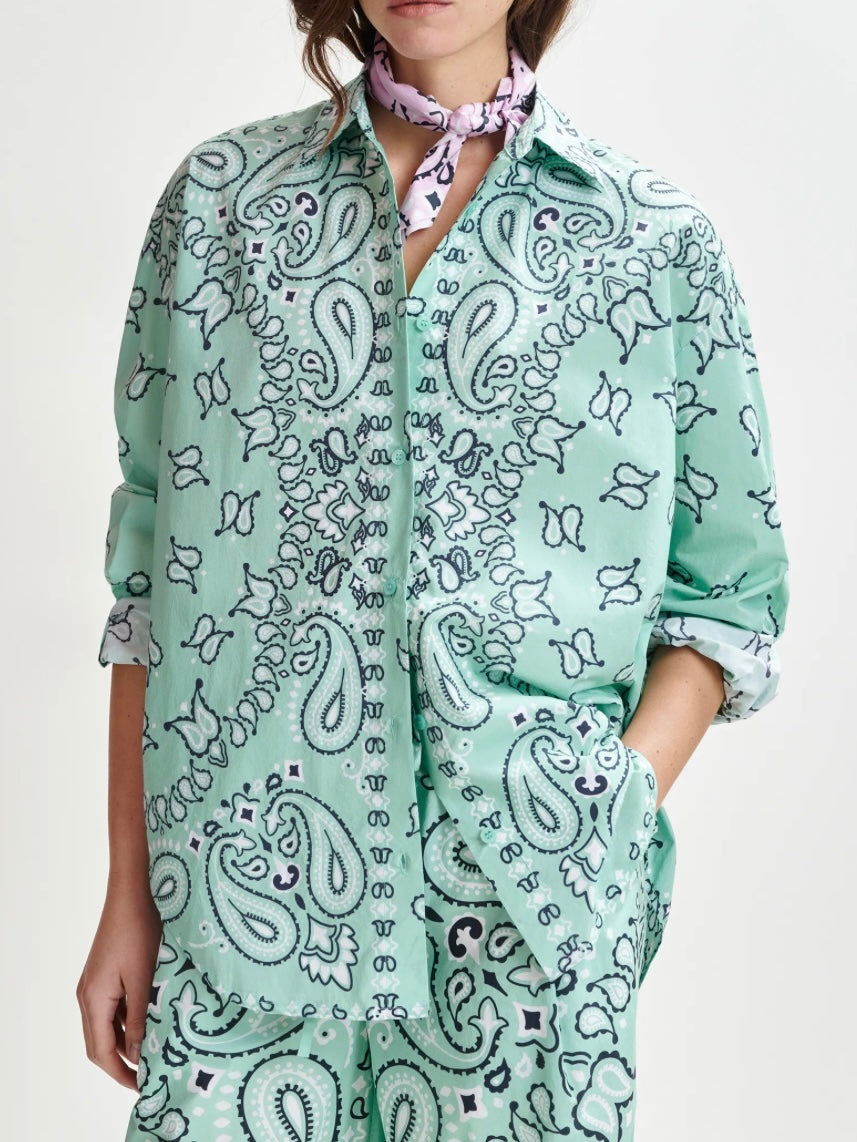 Camicia Turchese con Stampa Bandana - Essentiel Antwerp