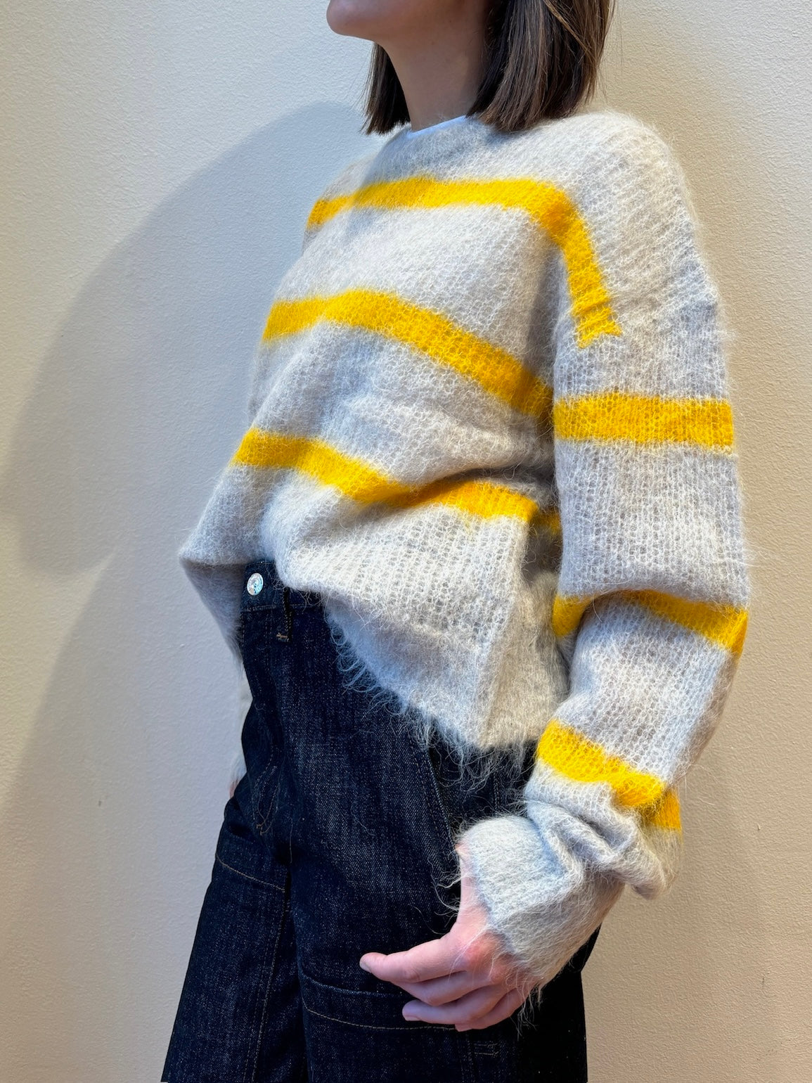 Maglione Grigio a Righe Gialle - American Vintage