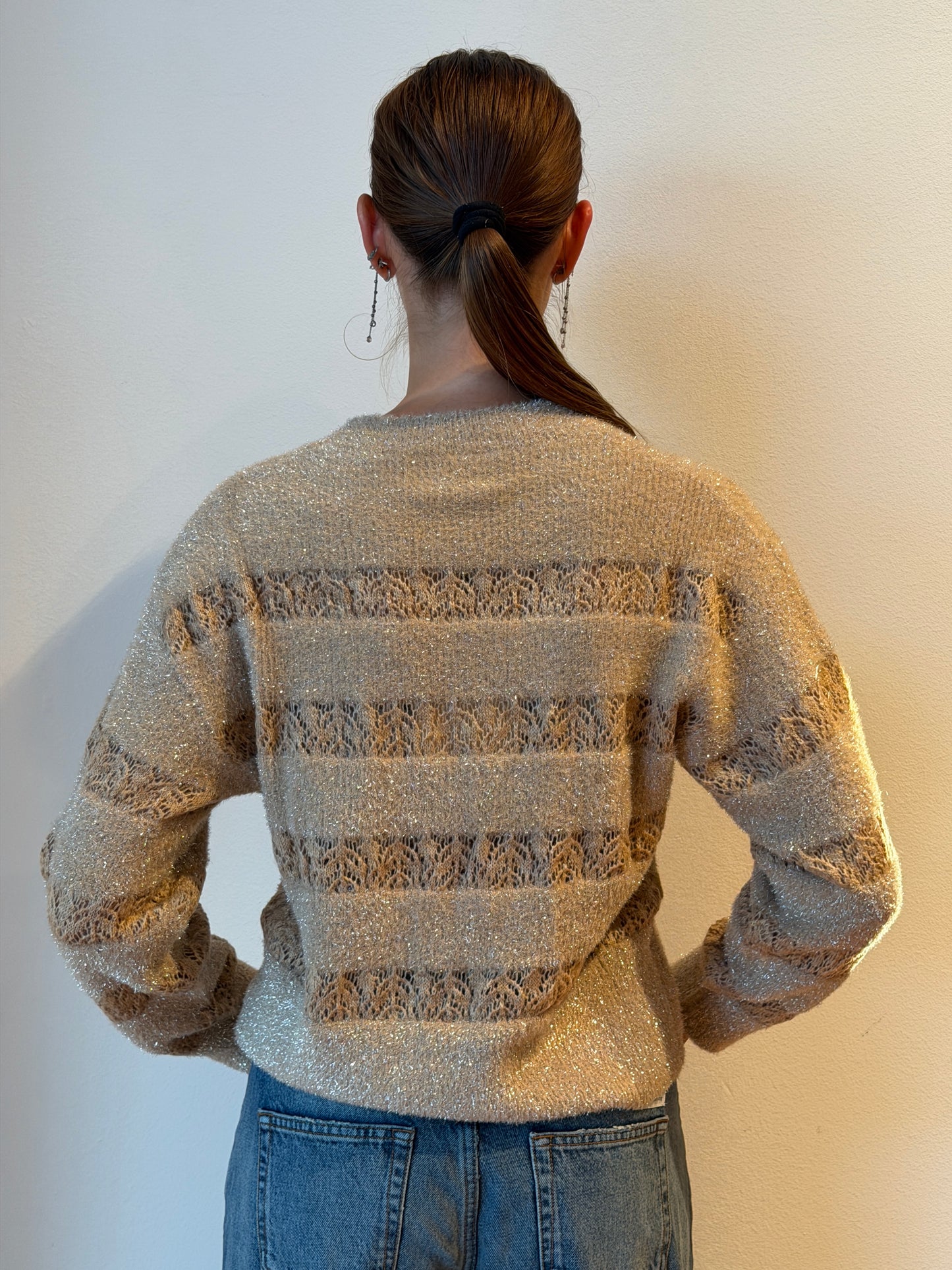 Maglione Effetto Lurex Beige - Amosa