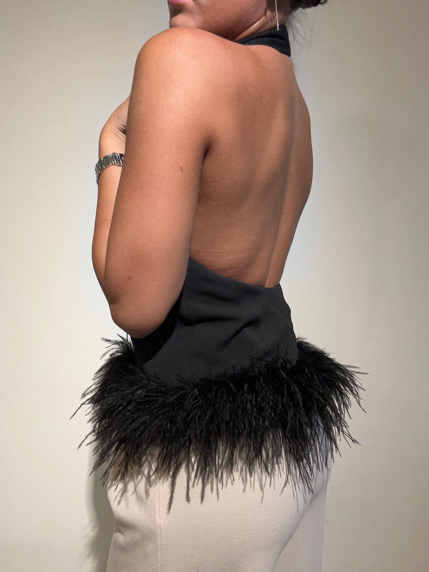 Top Nero con Piume - Eleh
