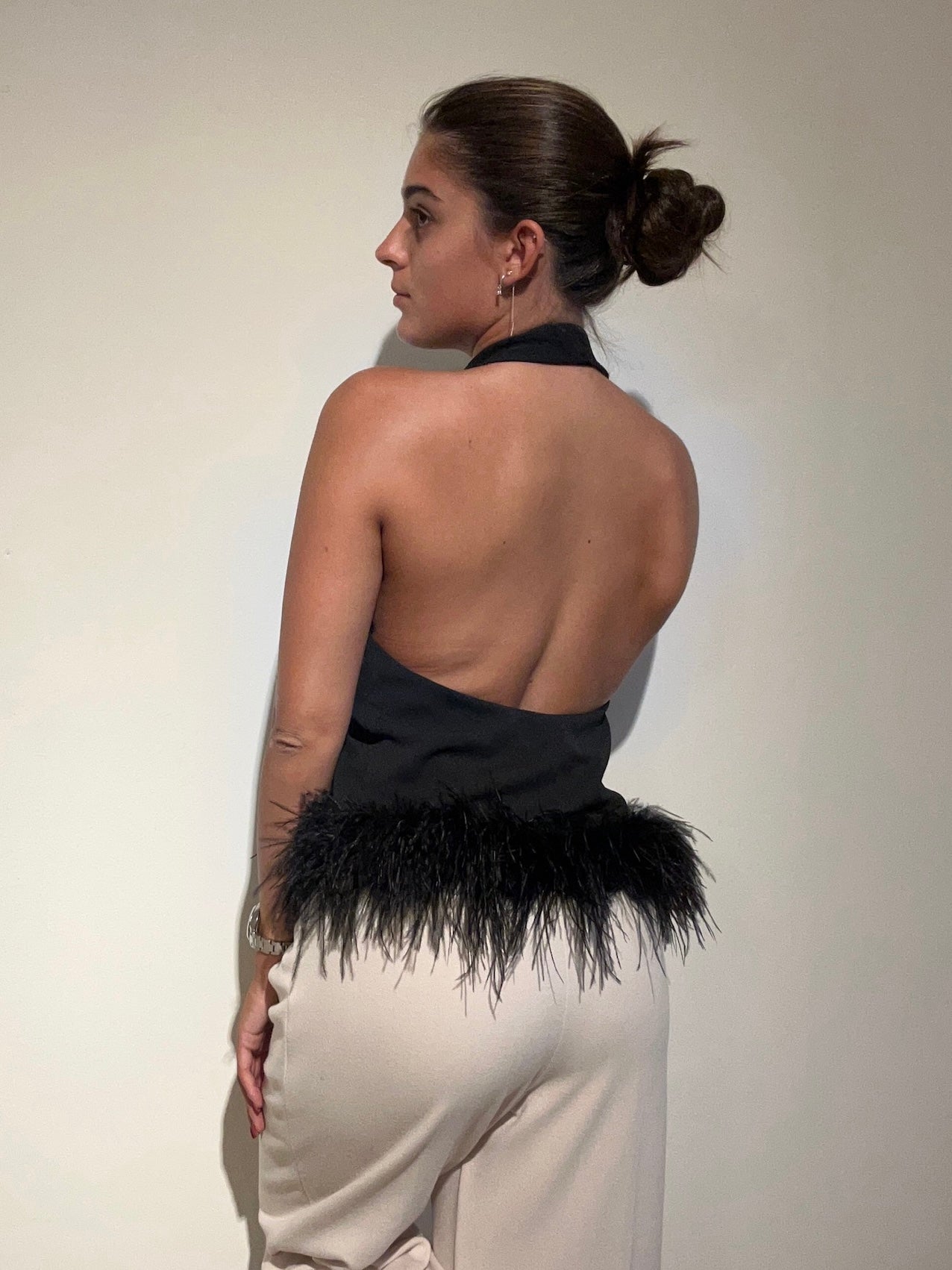 Top Nero con Piume - Eleh