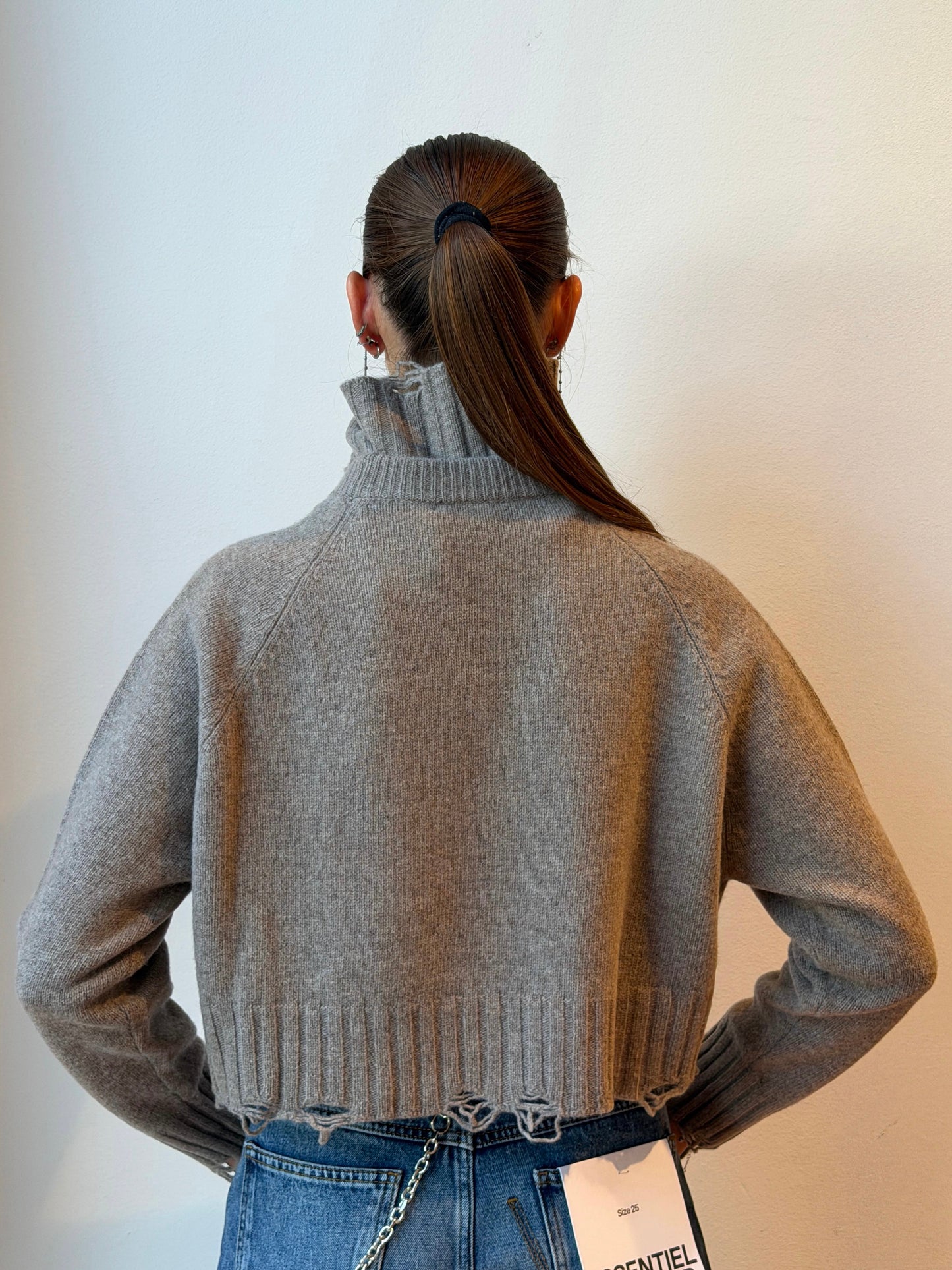 Maglia in Lana Vergine Collo Alto Removibile - Su