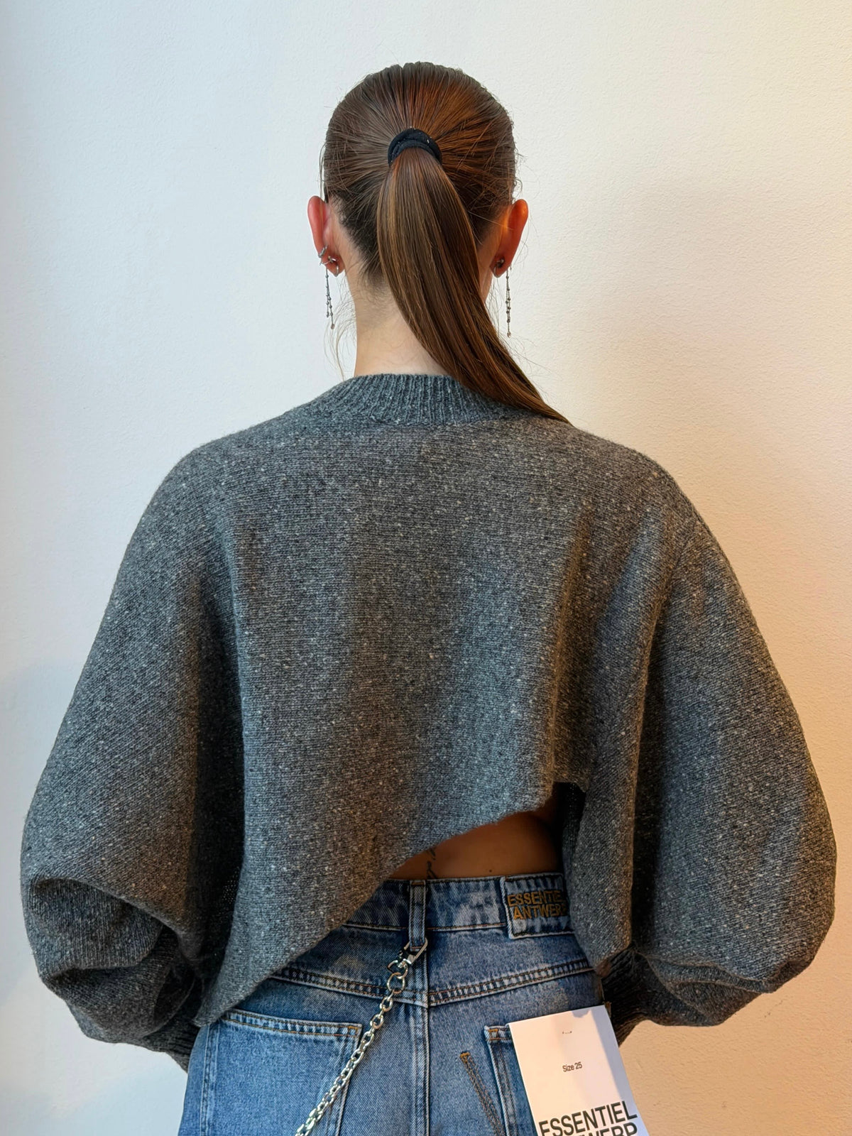Maglione Cropped Asimmetrico Grigio Scuro - Su