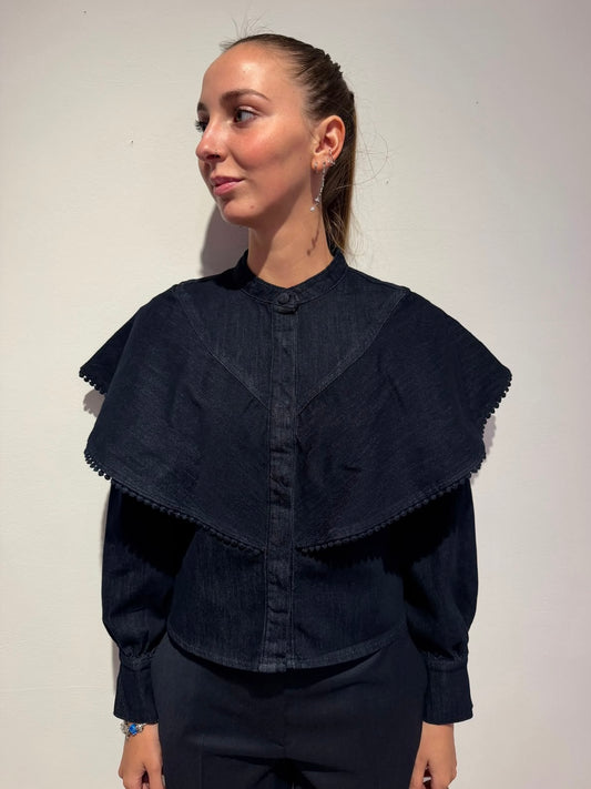 Camicia Denim Con Mantellina - Amosa
