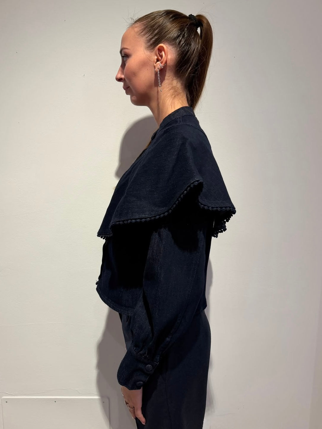 Camicia Denim Con Mantellina - Amosa