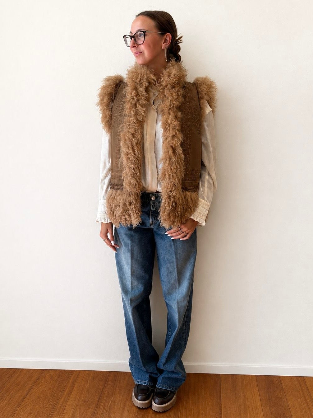 Gilet Cammello con Pelliccia - Amosa