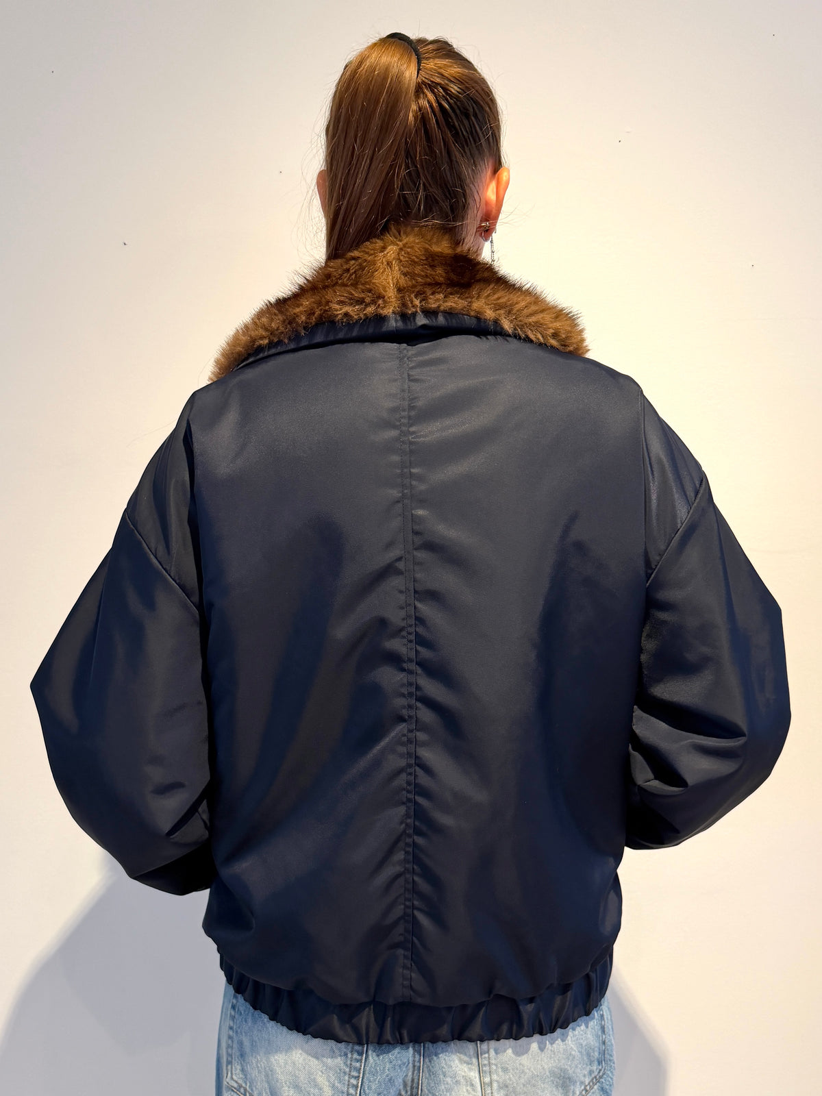 Bomber Blu Con Eco-Pelliccia - Motel