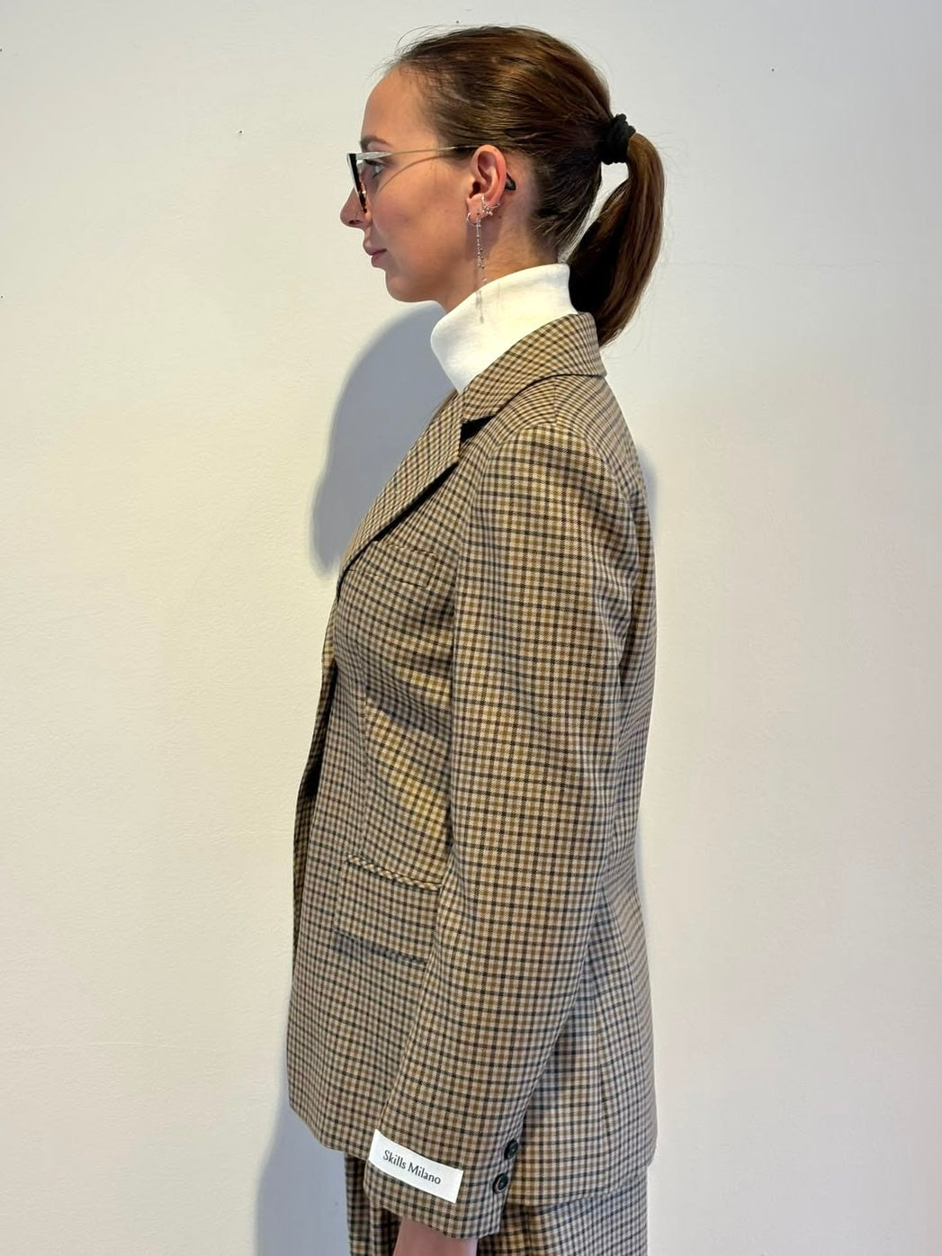 Blazer Tortora a Quadretti in Lana Vergine - Skills Milano