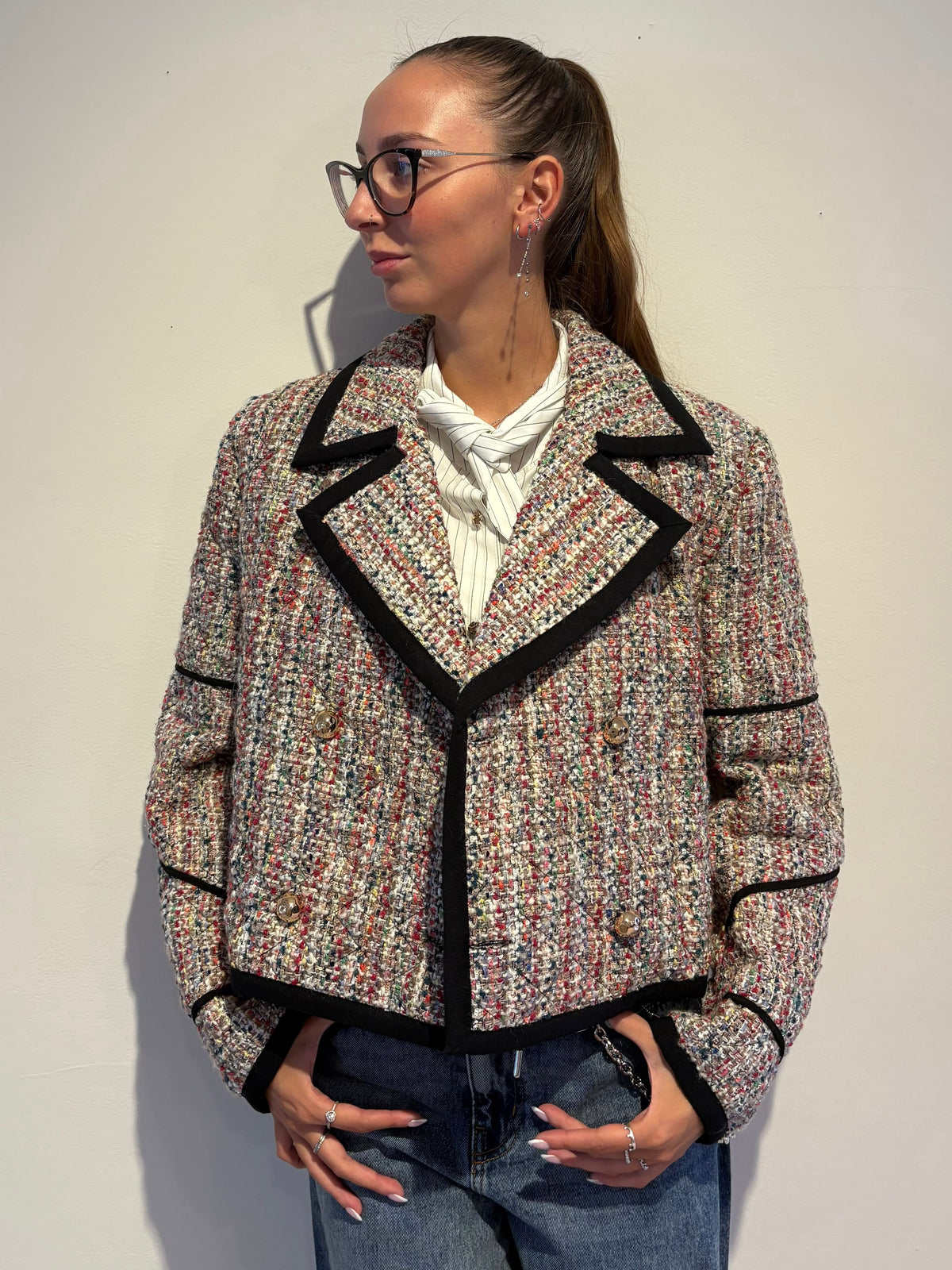 Giacca Multicolore con Profili Neri a Contrasto - Essentiel Antwerp