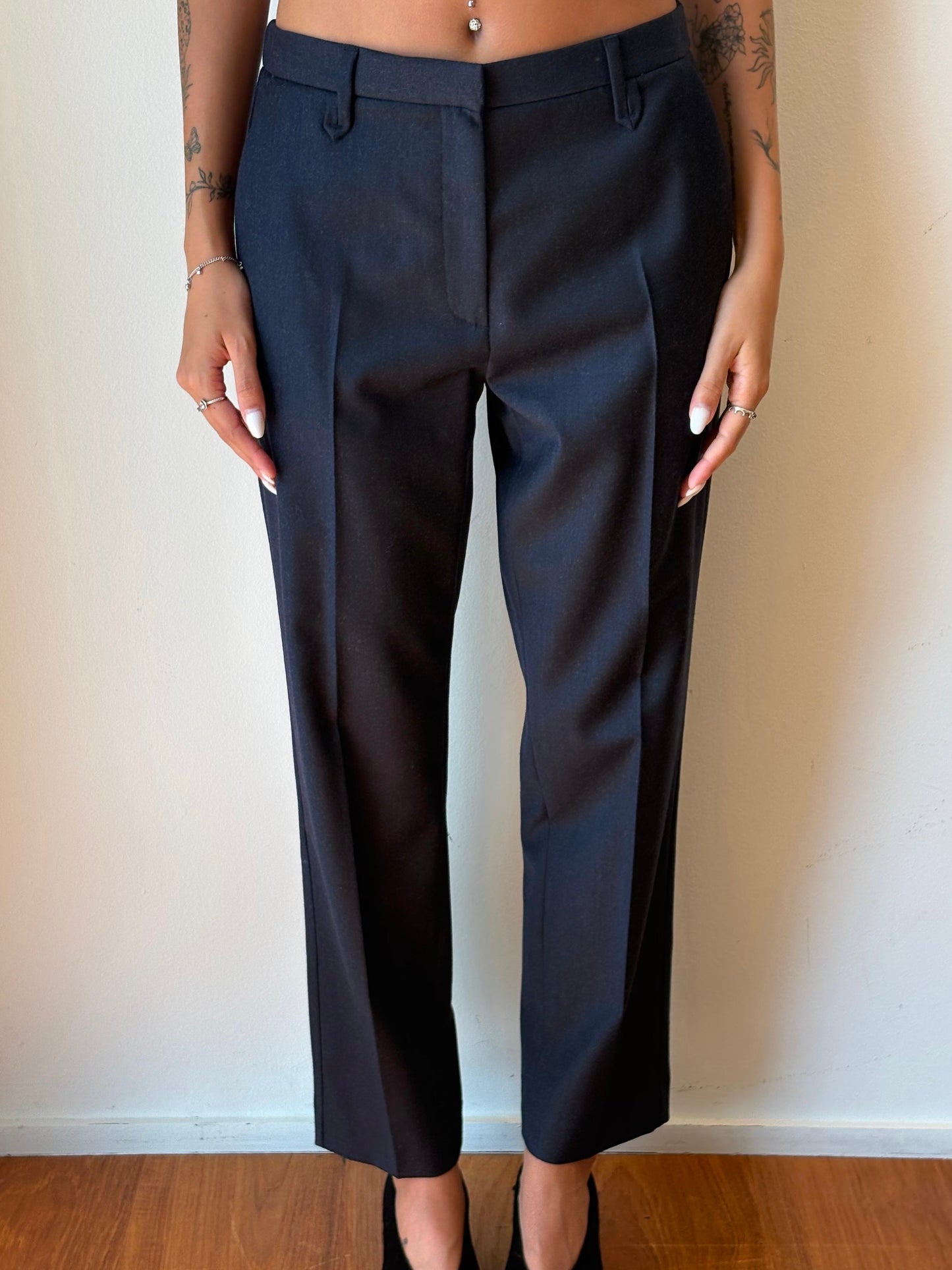 Pantaloni Blu Scuro a Sigaretta - Tela