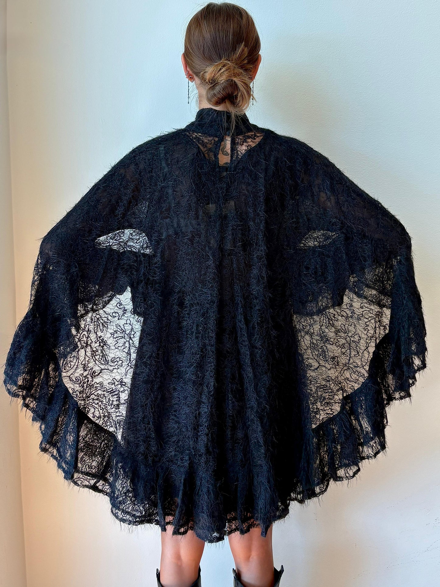 Mini Abito Pizzo Nero - Amosa