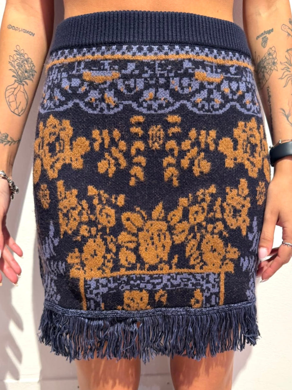Minigonna Jacquard Con Frange - Amosa