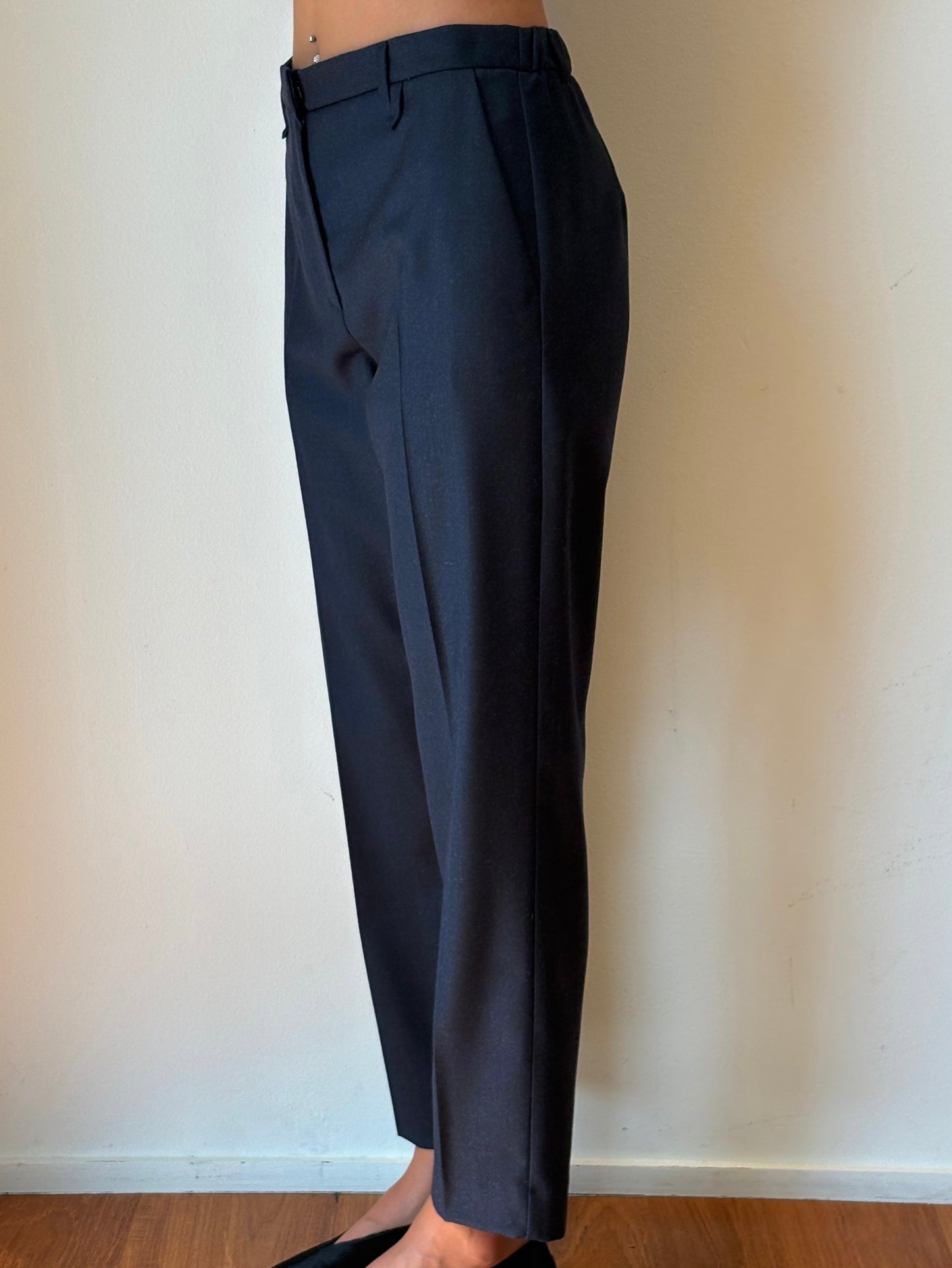 Pantaloni Blu Scuro a Sigaretta - Tela