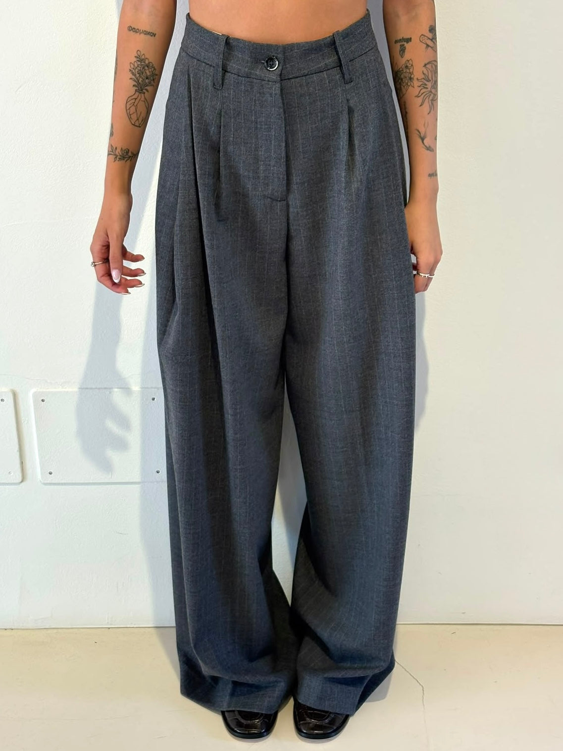 Pantalone Sartoriale Grigio Gessato in Lana - Nine In The Morning