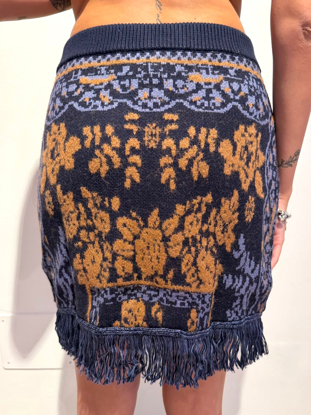 Minigonna Jacquard Con Frange - Amosa