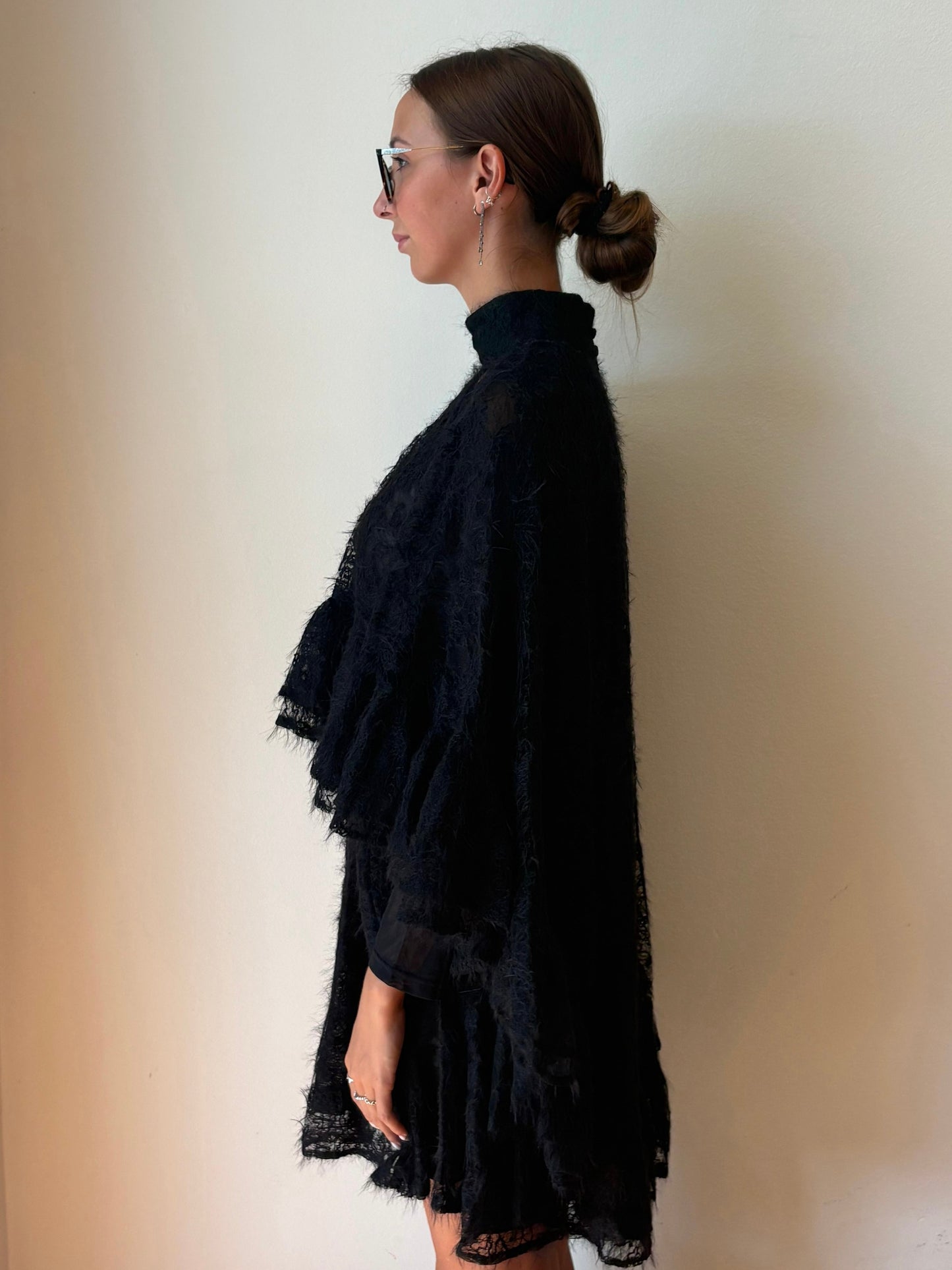 Mini Abito Pizzo Nero - Amosa