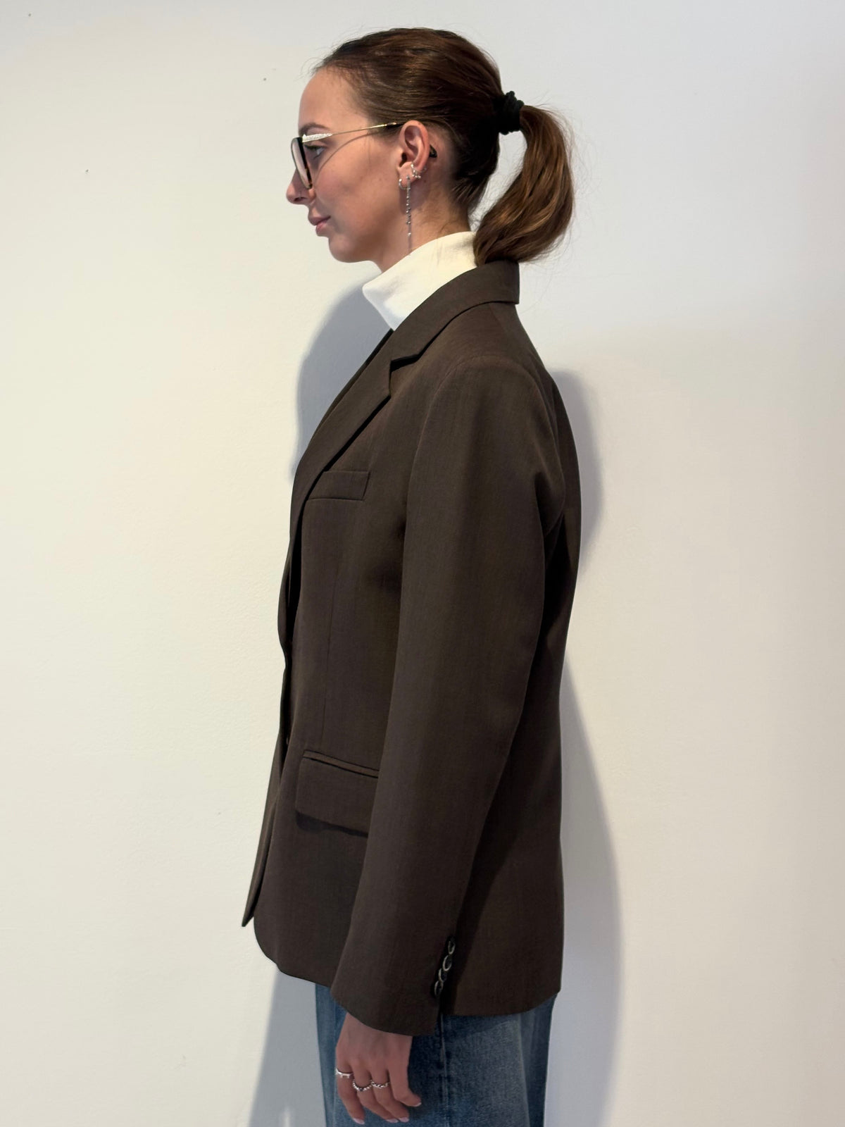 Blazer in Lana Color Legno - Nine In The Morning