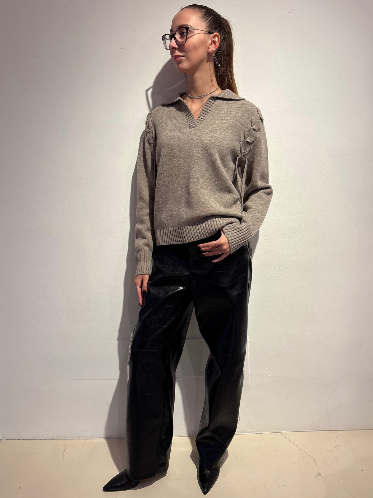Maglione con Dettaglio Intrecciato in Lana - Isabelle Blanche