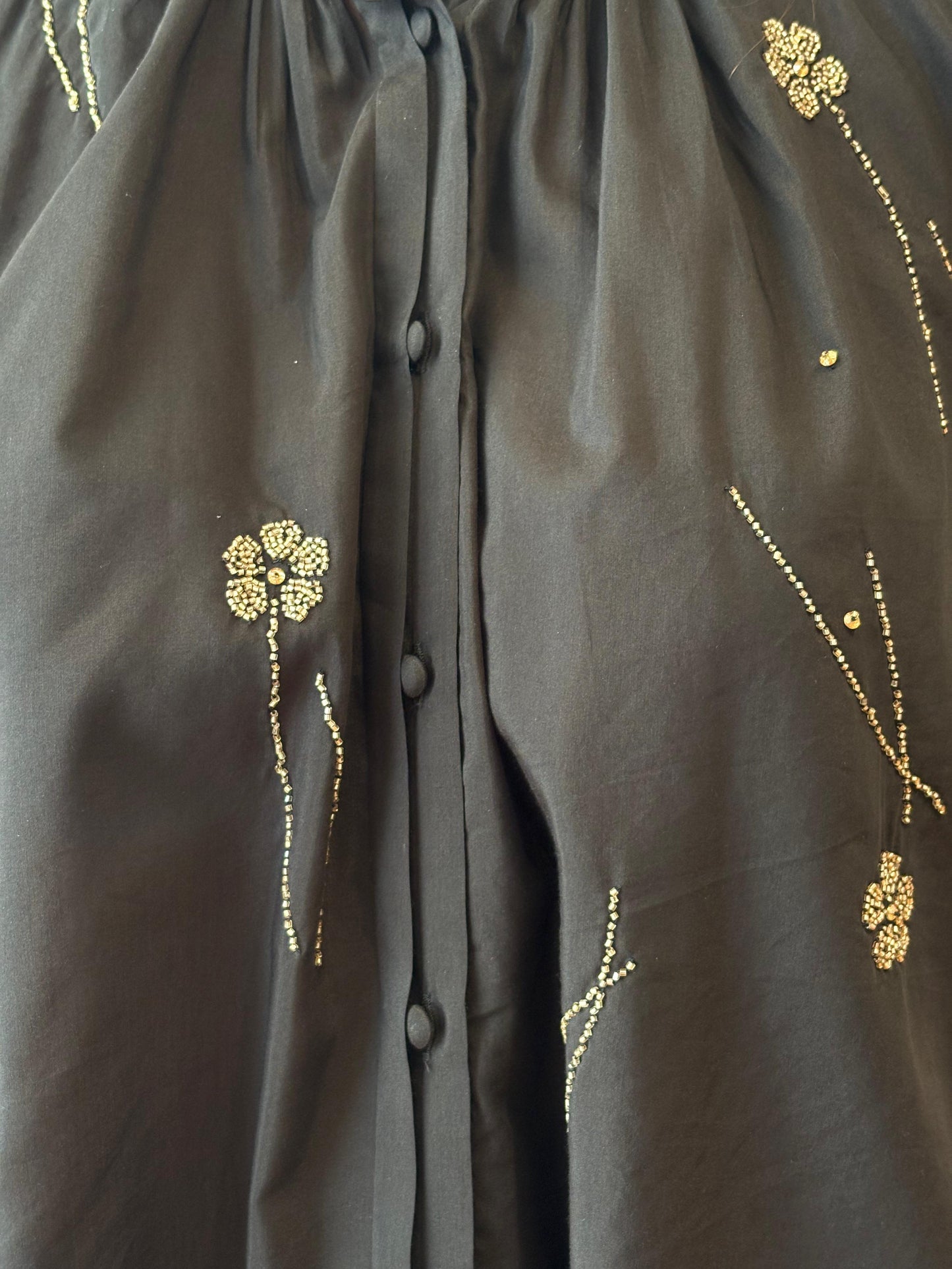 Camicia Nera Ricami "Fleurs d'Orient" - Forte Forte