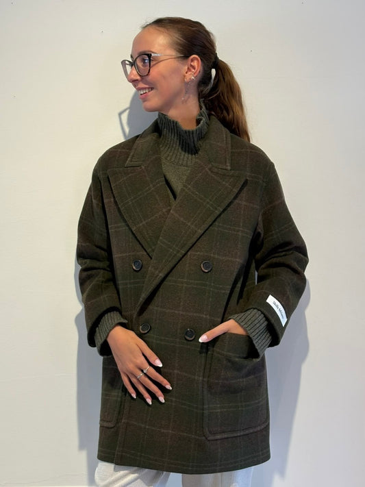 Giacca a Quadri Verde Scuro in Lana - Skills Milano