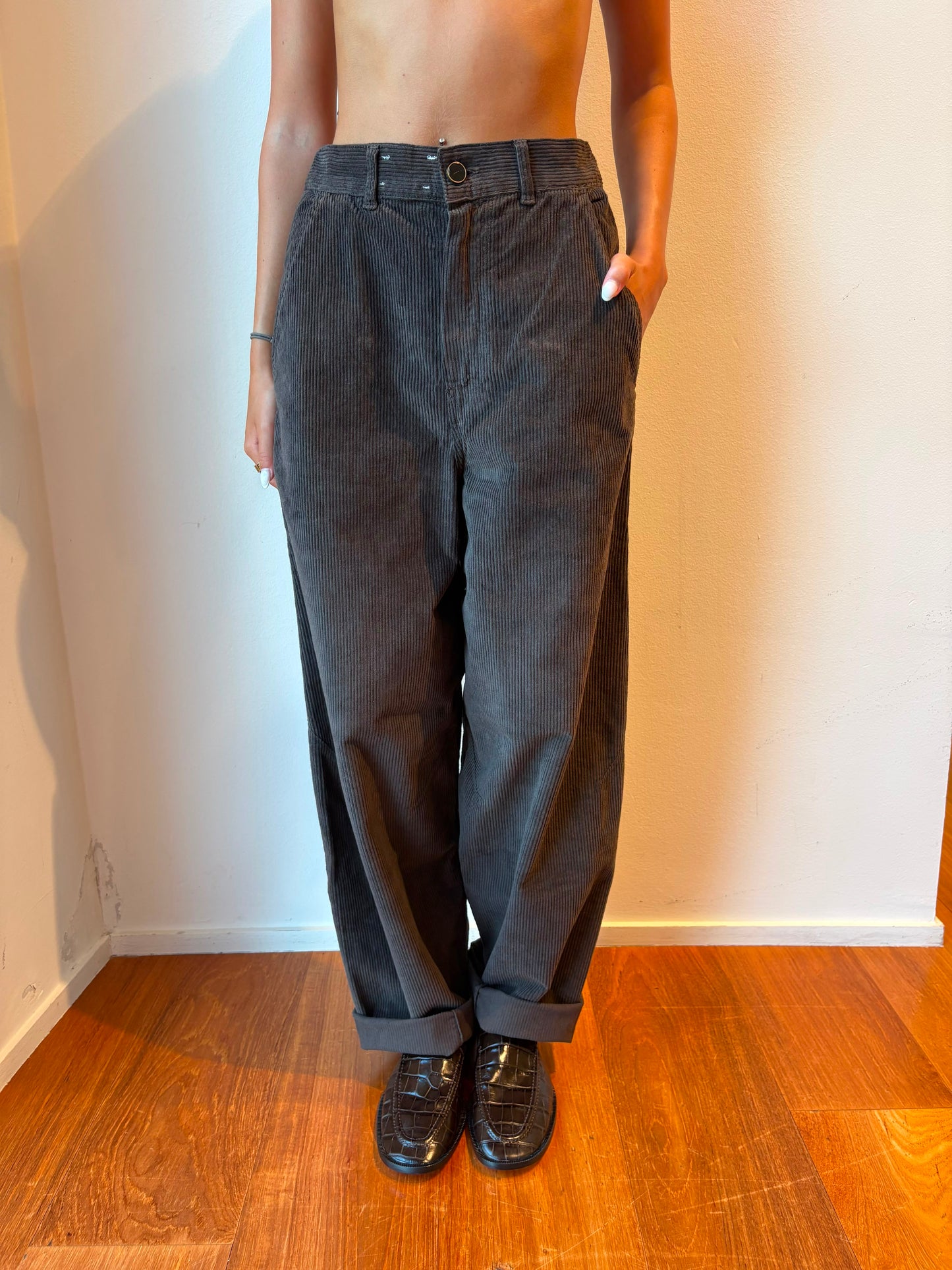 Pantalone Cacao Modello Barrel - Alysi