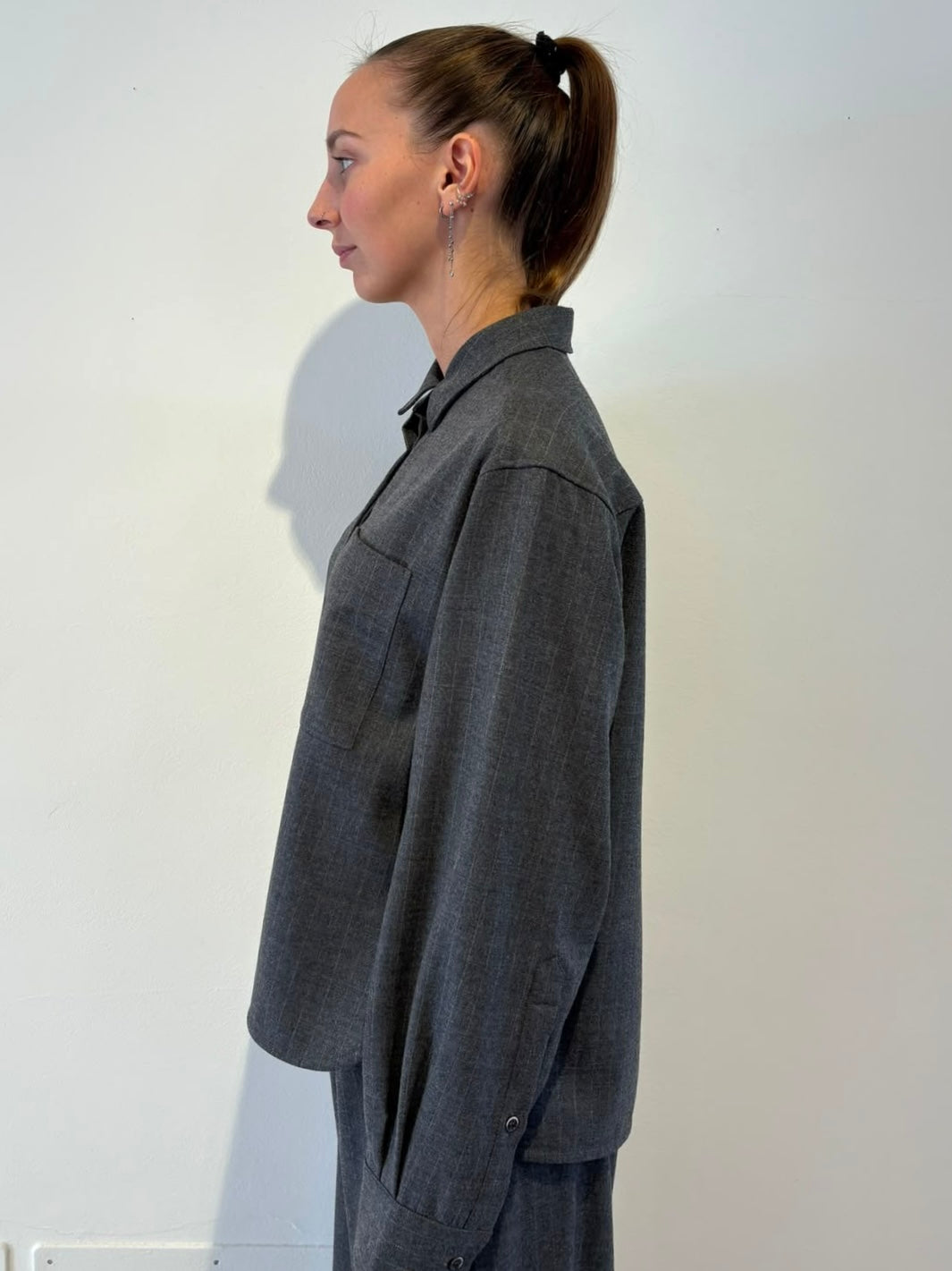 Camicia Grigio Gessato in Lana - Nine In The Morning