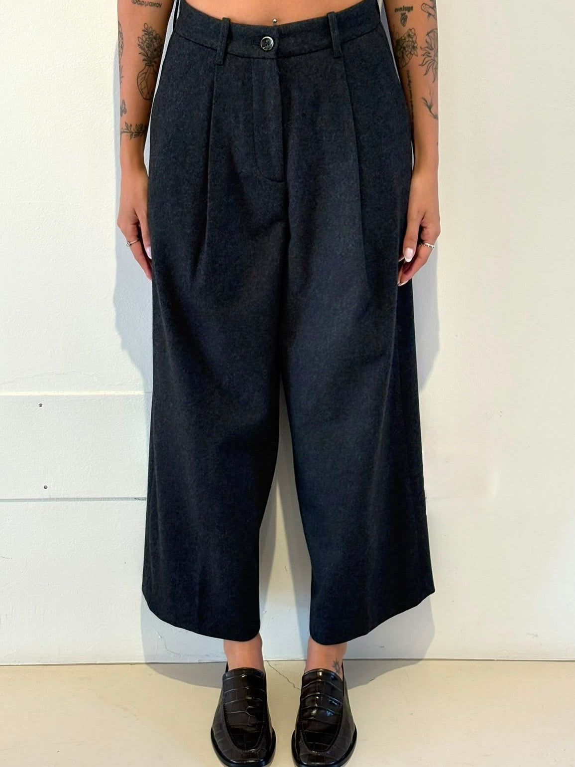 Pantalone Grigio Antracite in Lana - Nine In The Morning