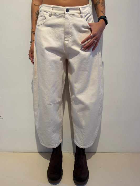 Jeans Avorio Barrel Cropped - Motel