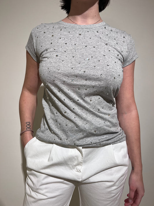 T-shirt con Applicazioni di Strass - Vicolo