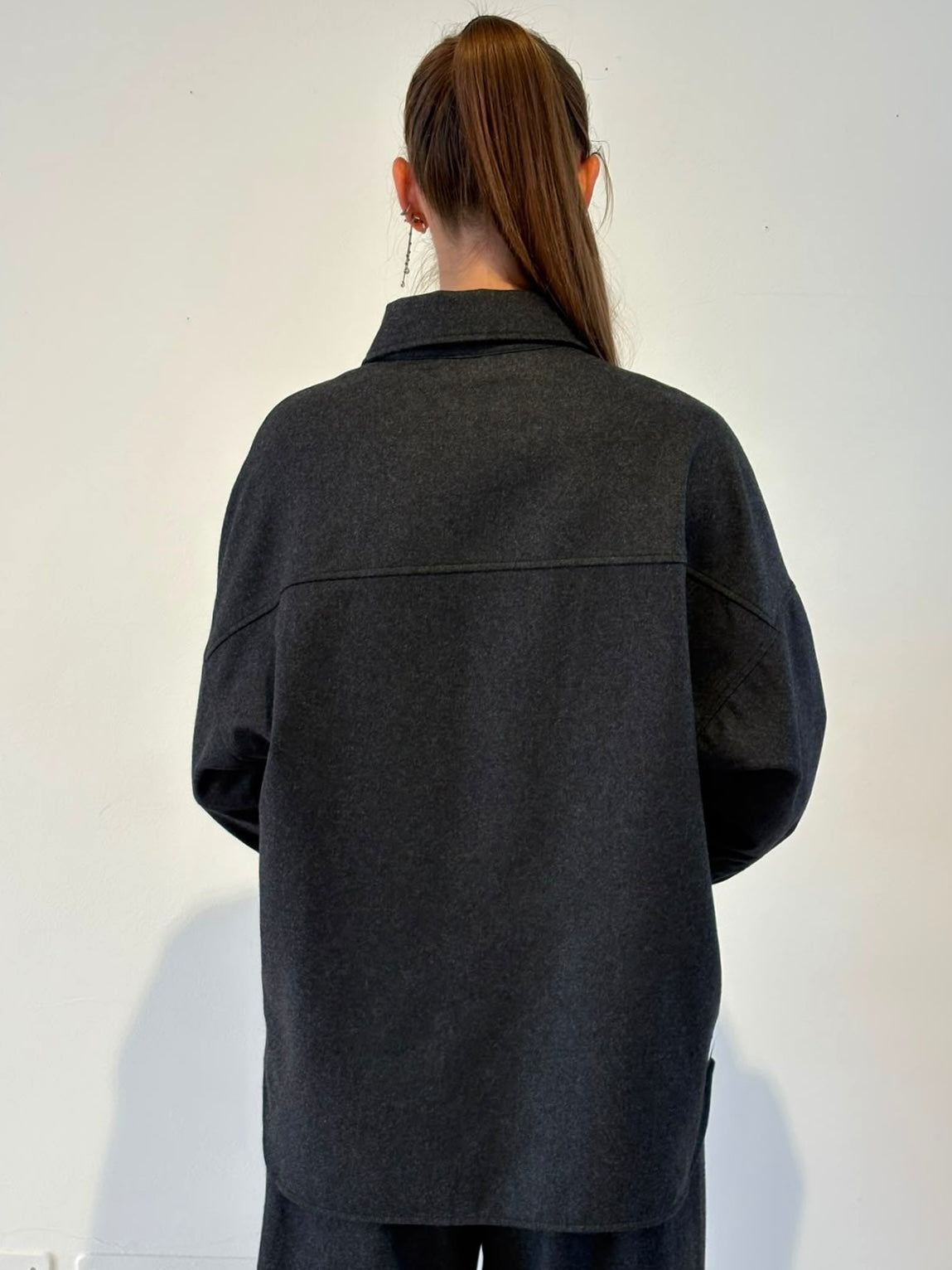 Camicia Grigio Antracite in Lana  - Nine In The Morning