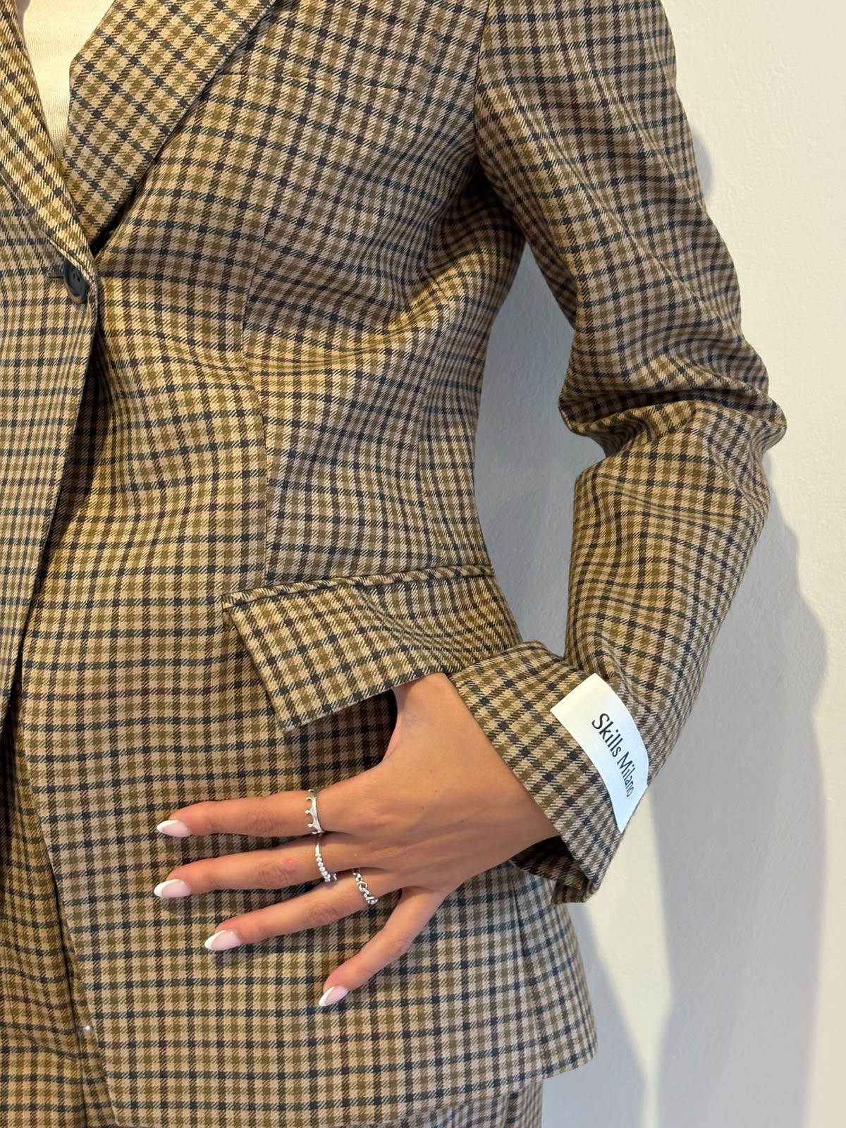 Blazer Tortora a Quadretti in Lana Vergine - Skills Milano
