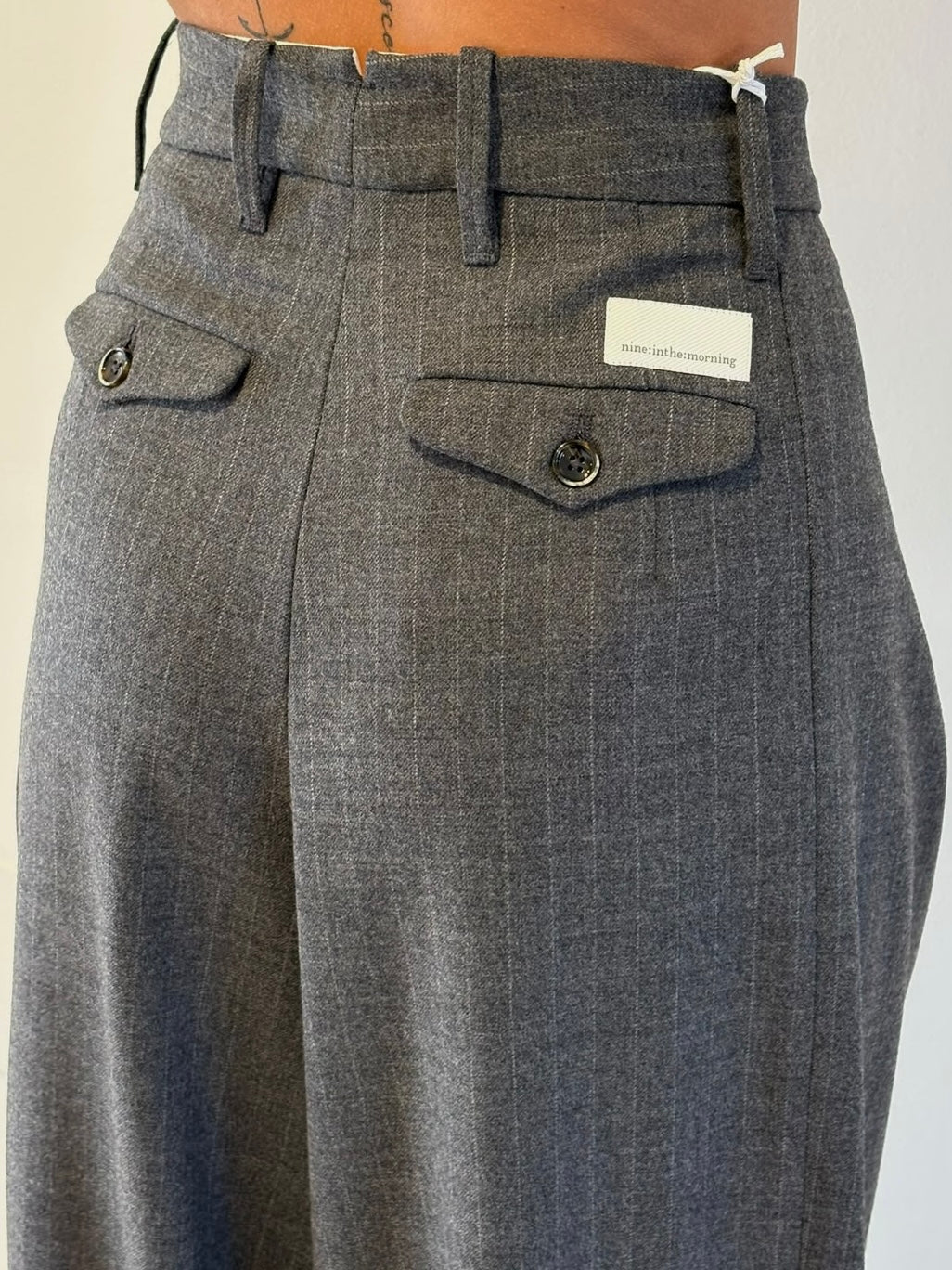 Pantalone Sartoriale Grigio Gessato in Lana - Nine In The Morning