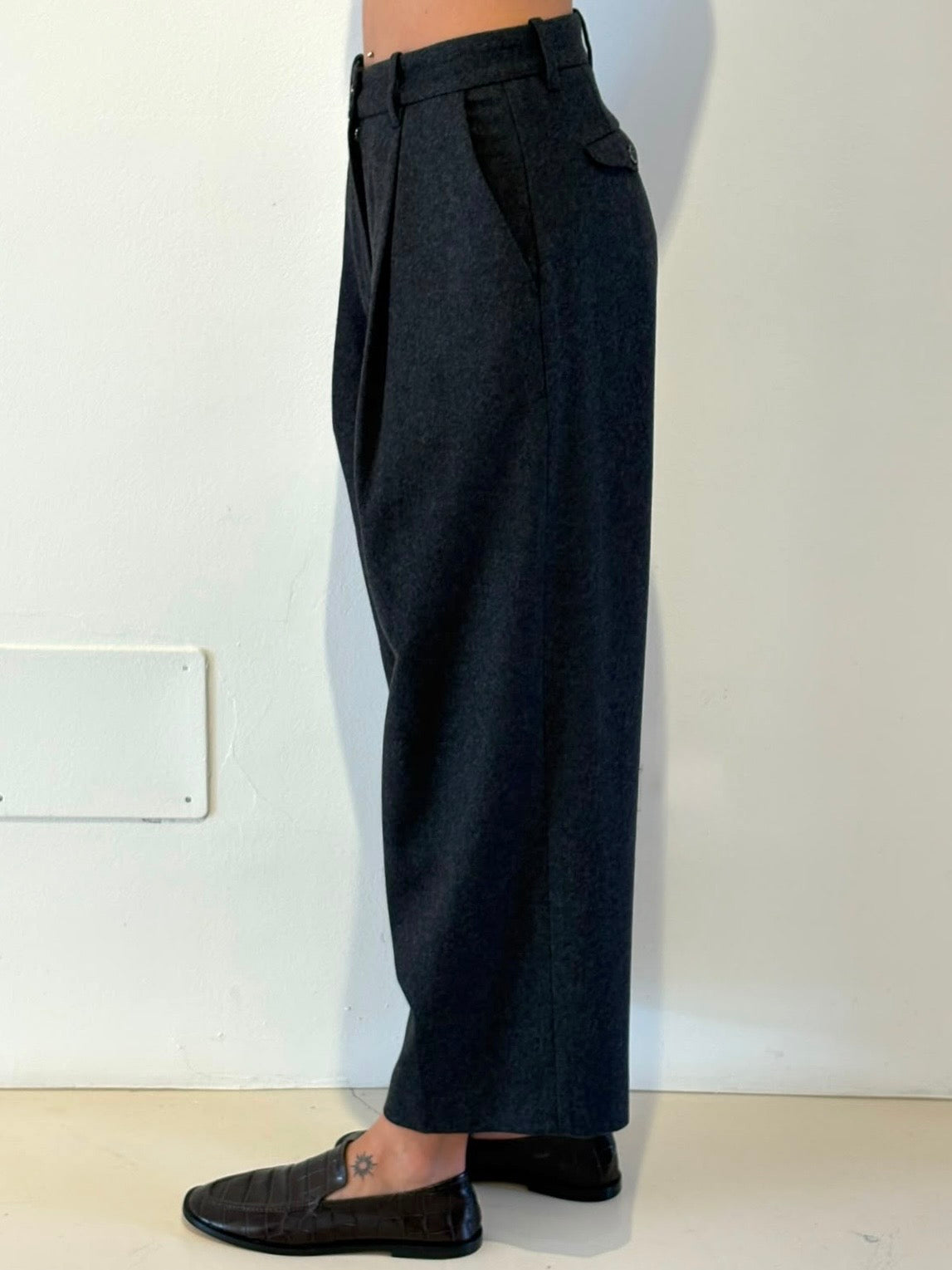 Pantalone Grigio Antracite in Lana - Nine In The Morning