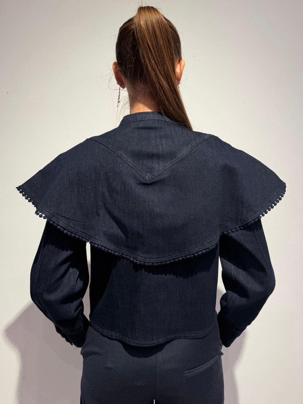 Camicia Denim Con Mantellina - Amosa