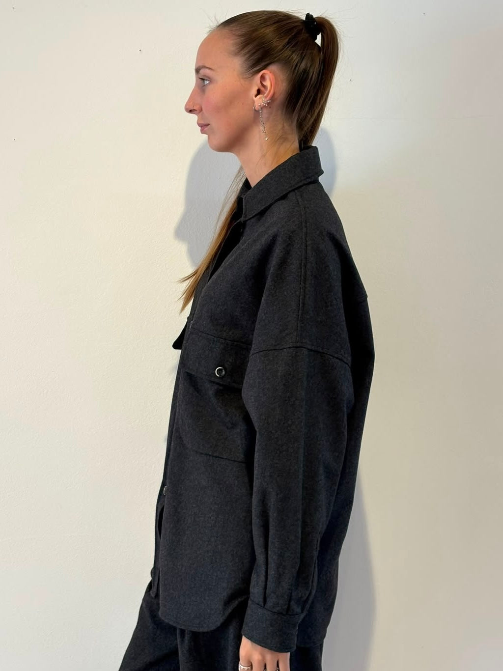 Camicia Grigio Antracite in Lana  - Nine In The Morning