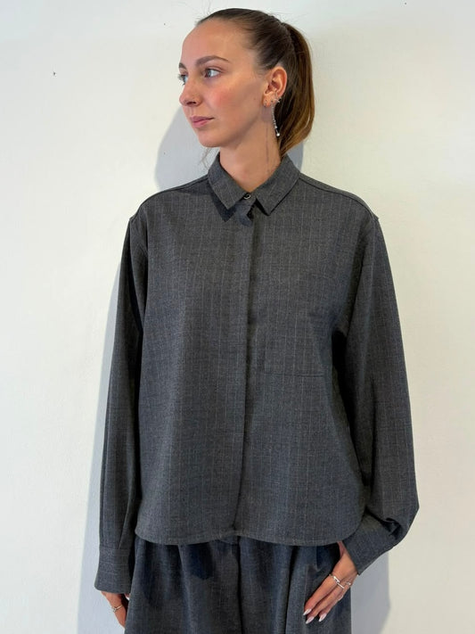 Camicia Grigio Gessato in Lana - Nine In The Morning