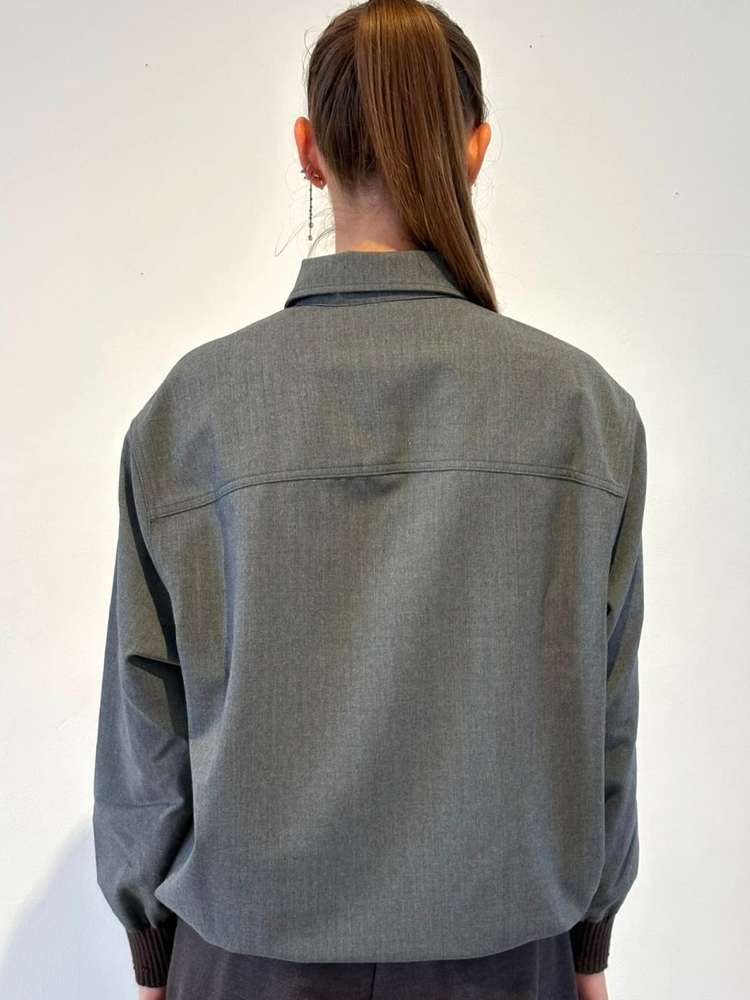 Camicia Grigio Medio con Polsini Marroni - Nine In The Morning
