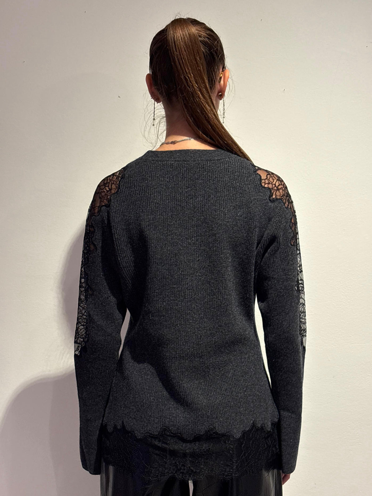 Maglione Girocollo con Inserti Pizzo - Isabelle Blanche