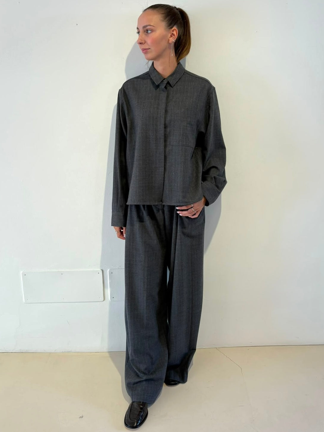 Camicia Grigio Gessato in Lana - Nine In The Morning
