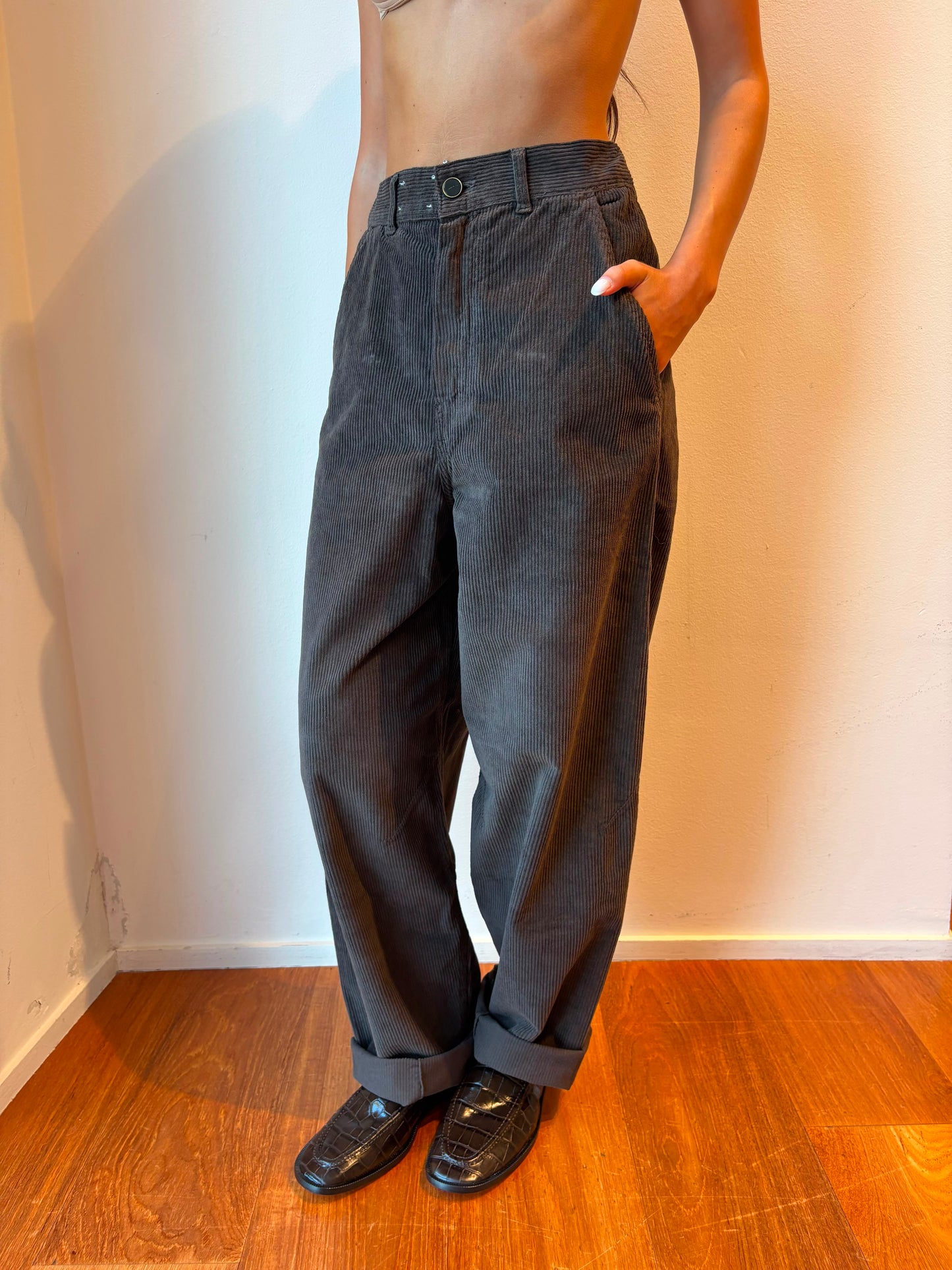 Pantalone Cacao Modello Barrel - Alysi