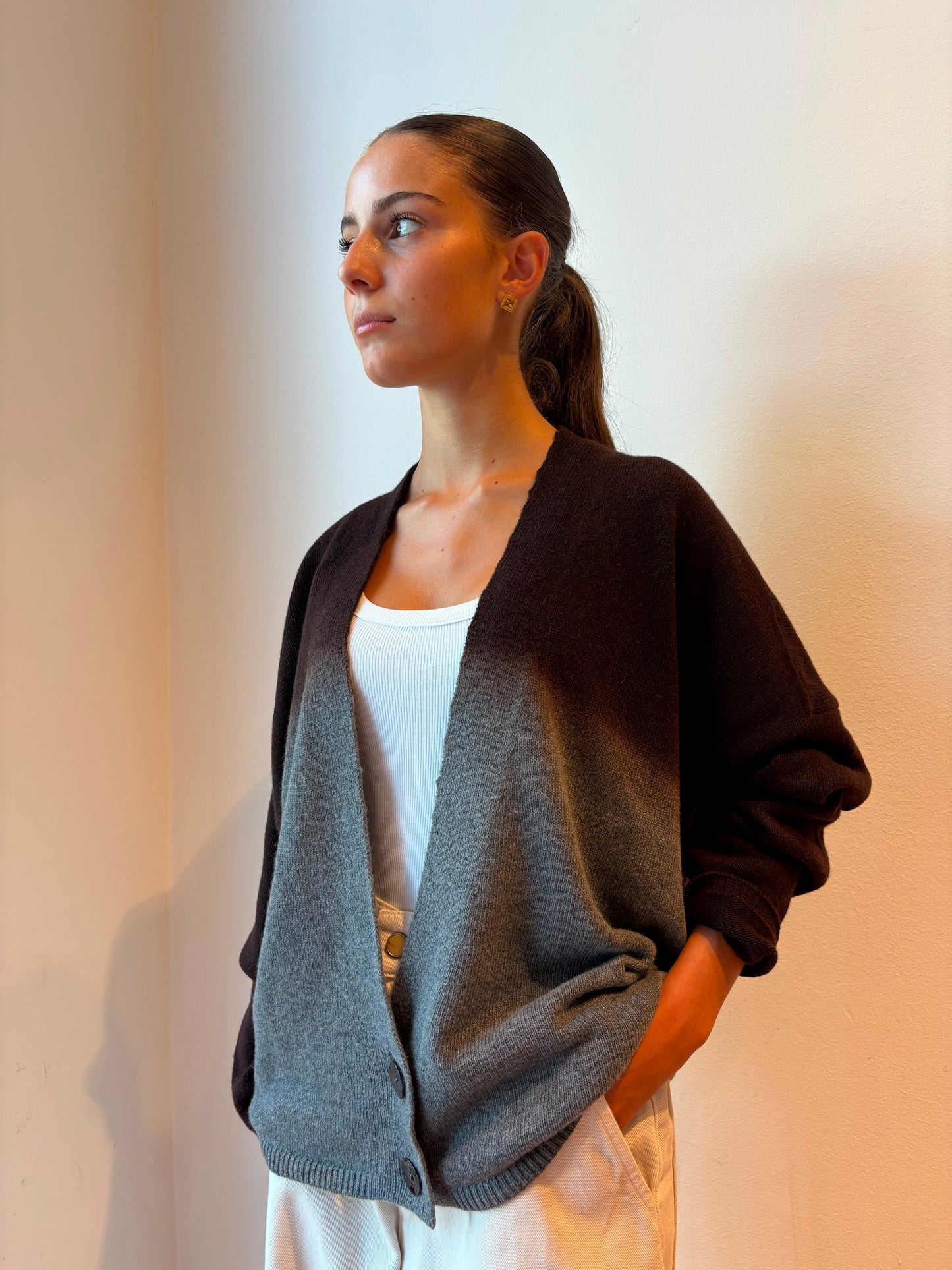 Cardigan Degradè Cioccolato e Grigio - Alysi