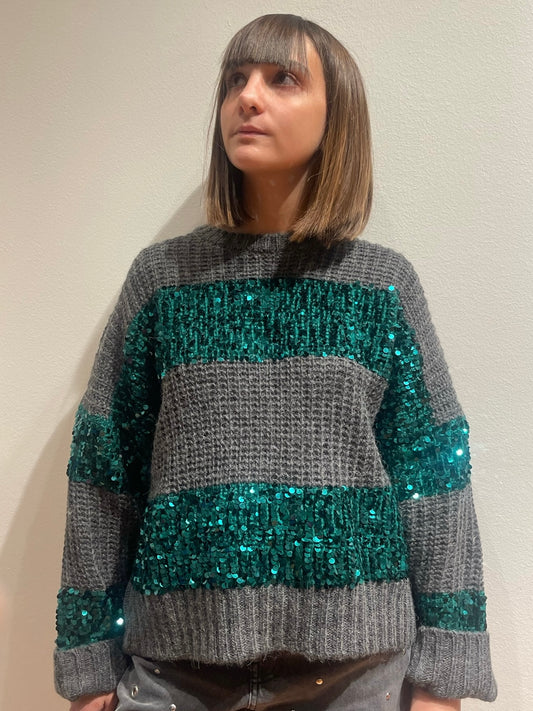 Maglione con Strisce Decorate con Paillettes - Essentiel Antwerp