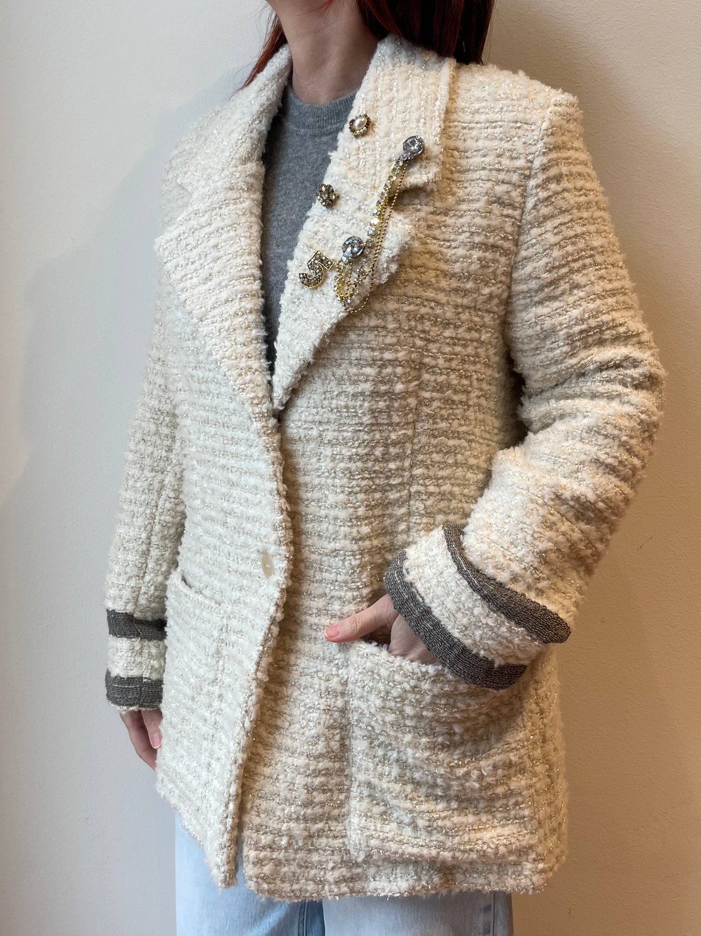 Cappotto Panna con Spille - Motel